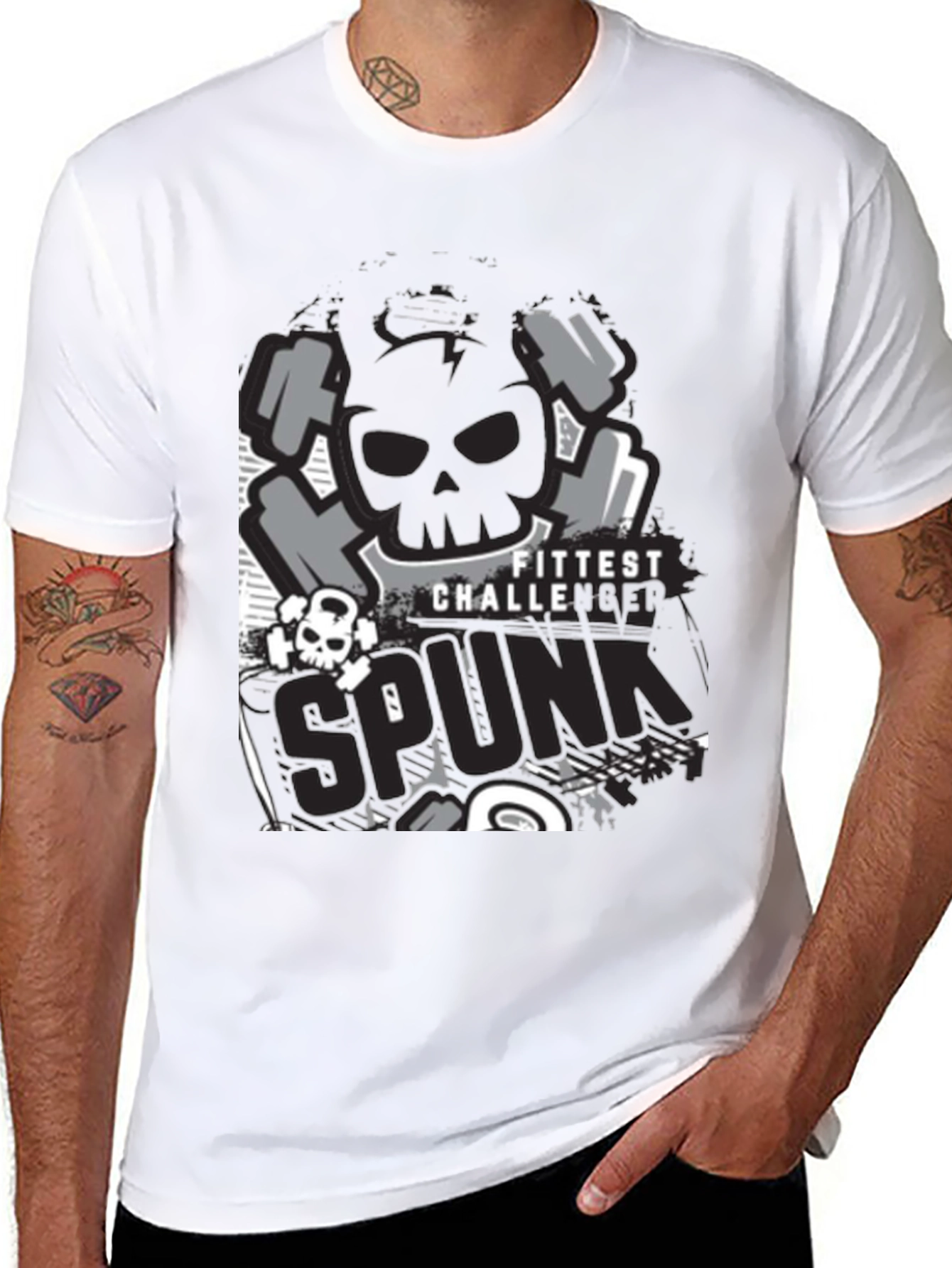Fittest Challenge Spunk Skull Graphic T-Shirt