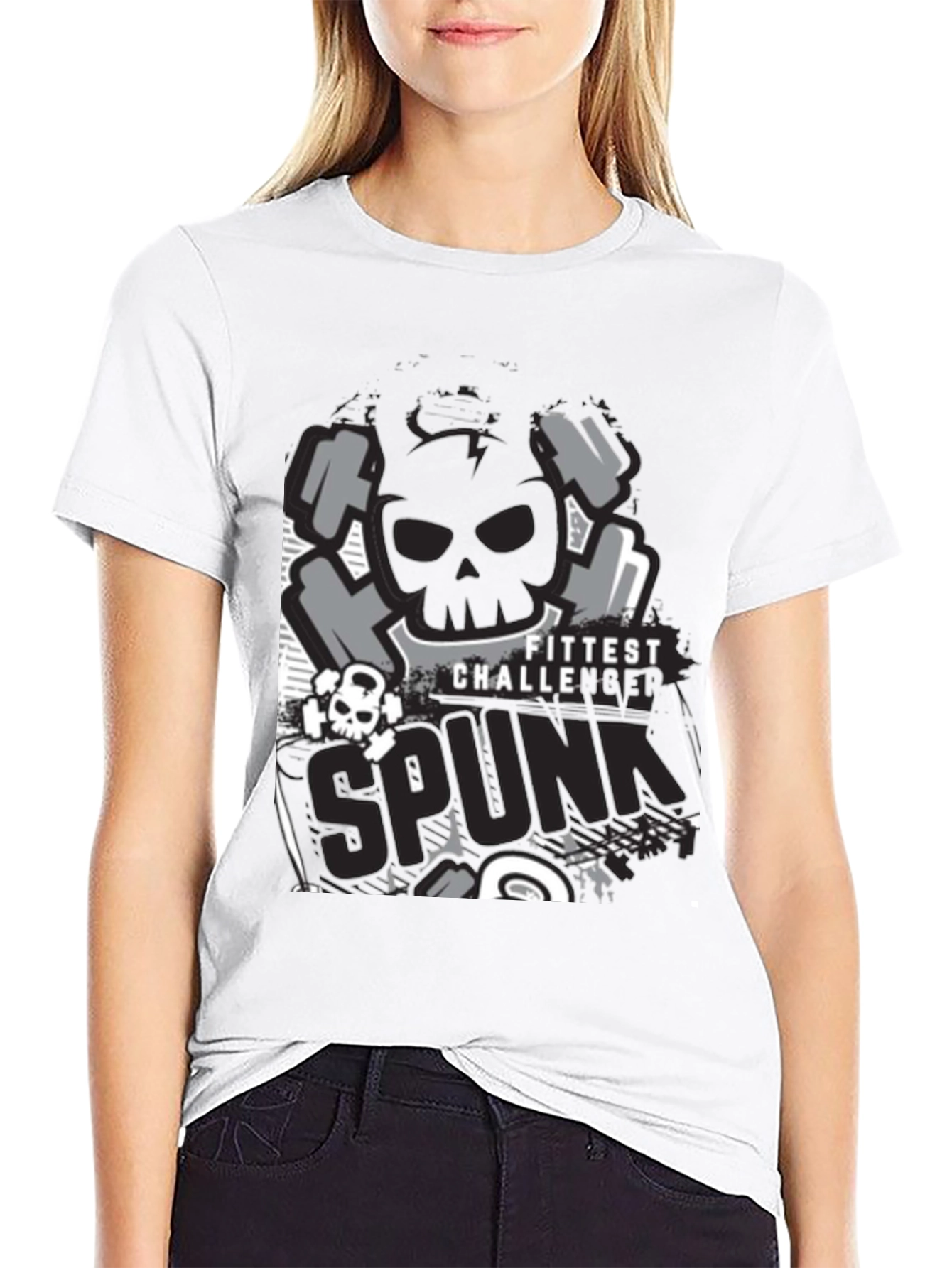 Fittest Challenge Spunk Skull Graphic T-Shirt