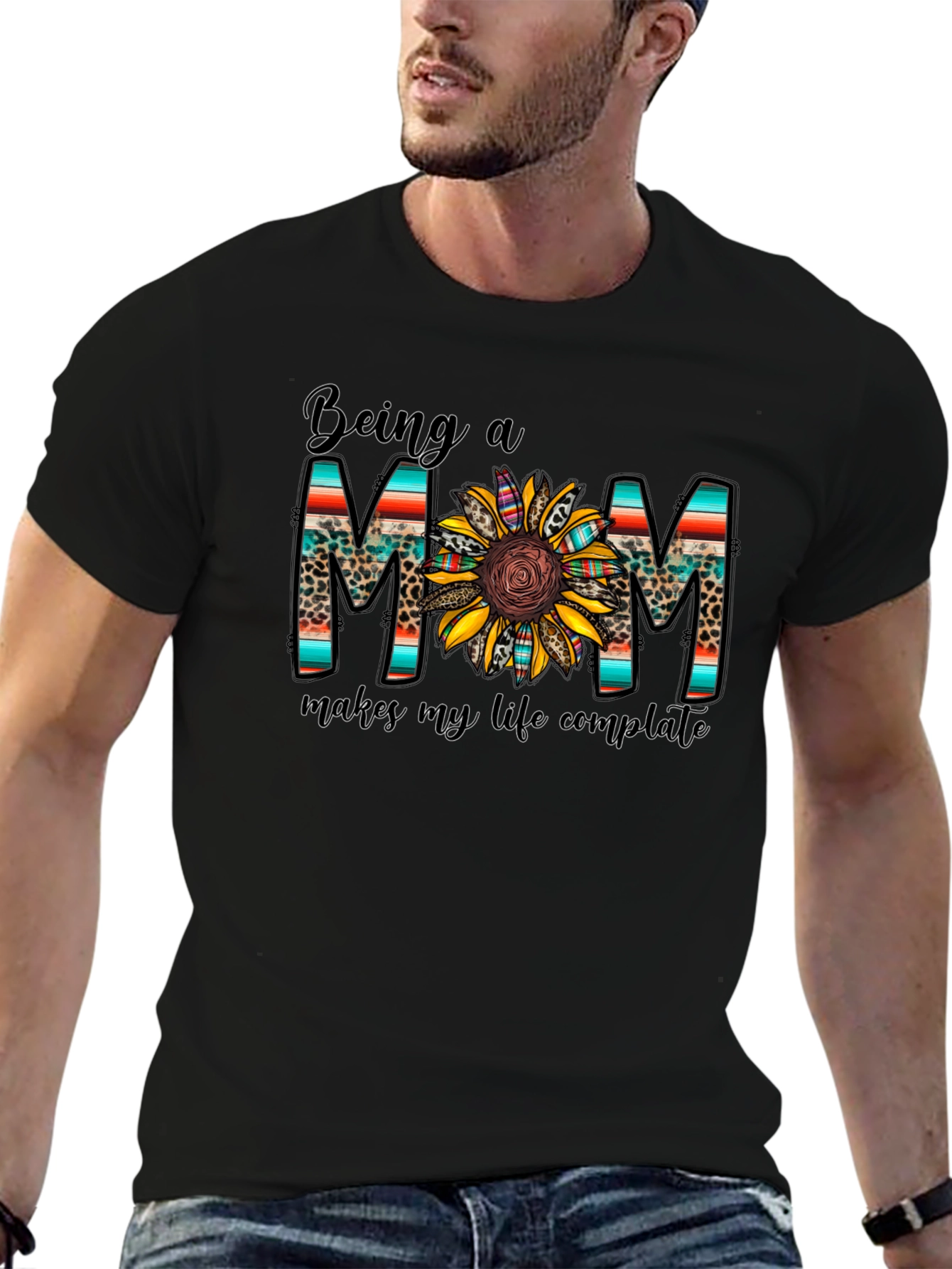 Being a Mom Graphic Tee Sunflower Design