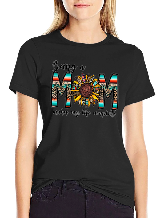 Being a Mom Graphic Tee Sunflower Design