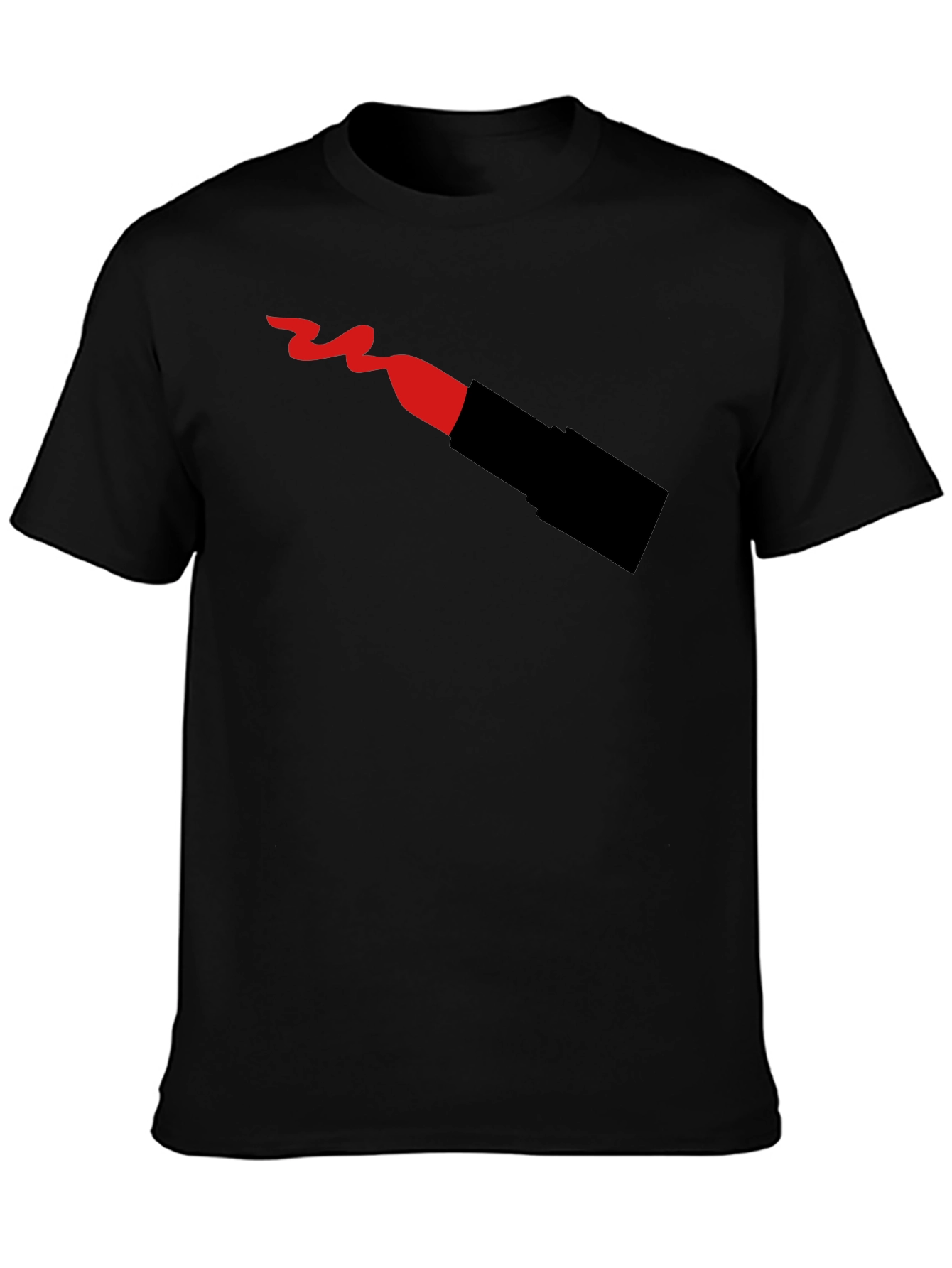Lipstick T-Shirt - Black Crew Neck Graphic Tee