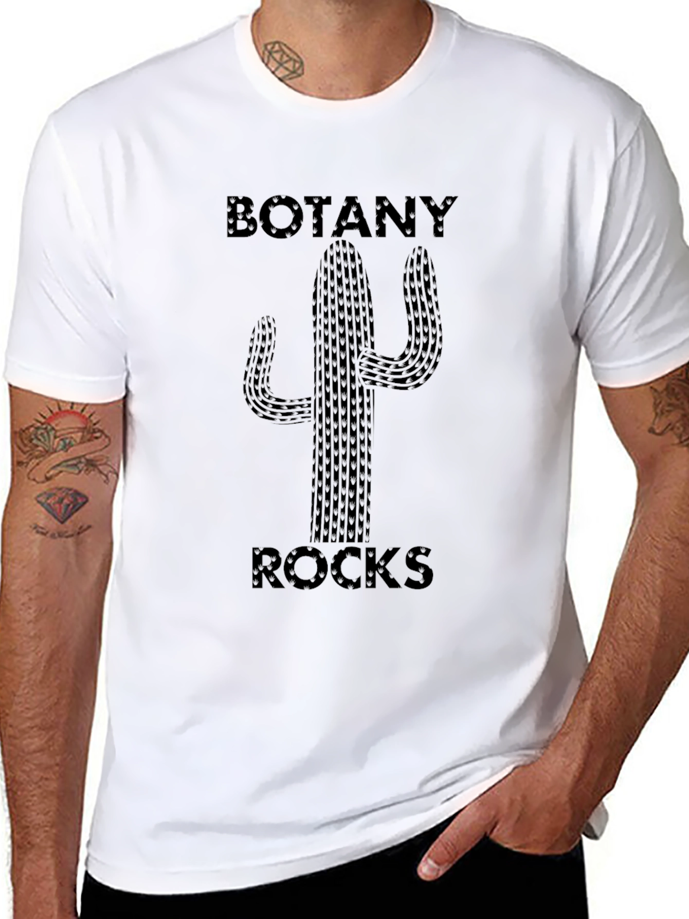 Botany Rocks Cactus Graphic Tee - Black Cotton T-Shirt