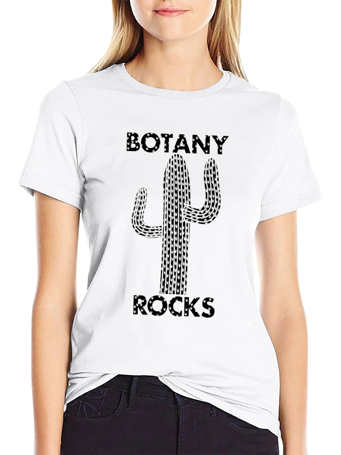 Botany Rocks Cactus Graphic Tee - Black Cotton T-Shirt