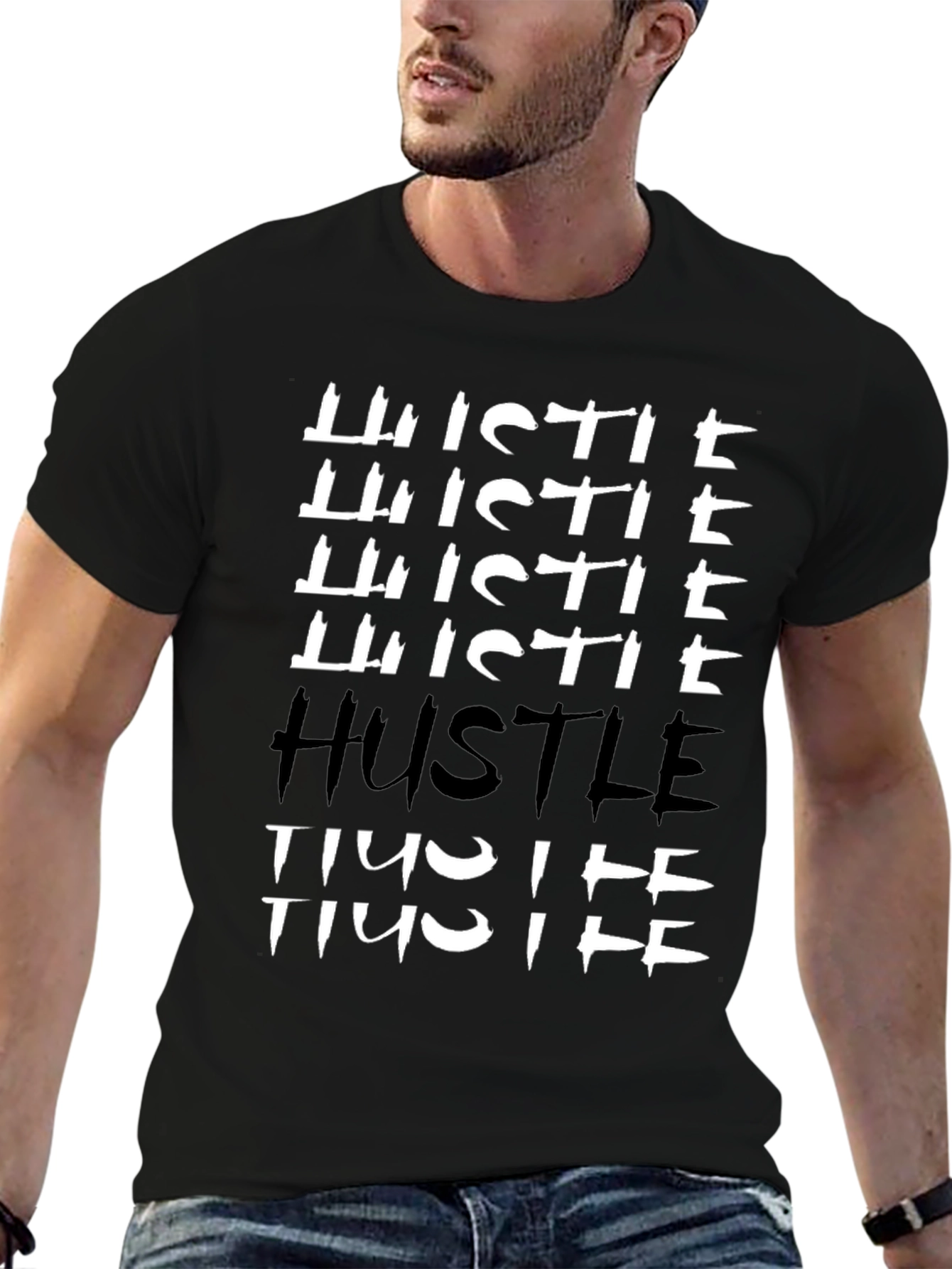 Hustle Graphic Tee - Black Cotton T-Shirt