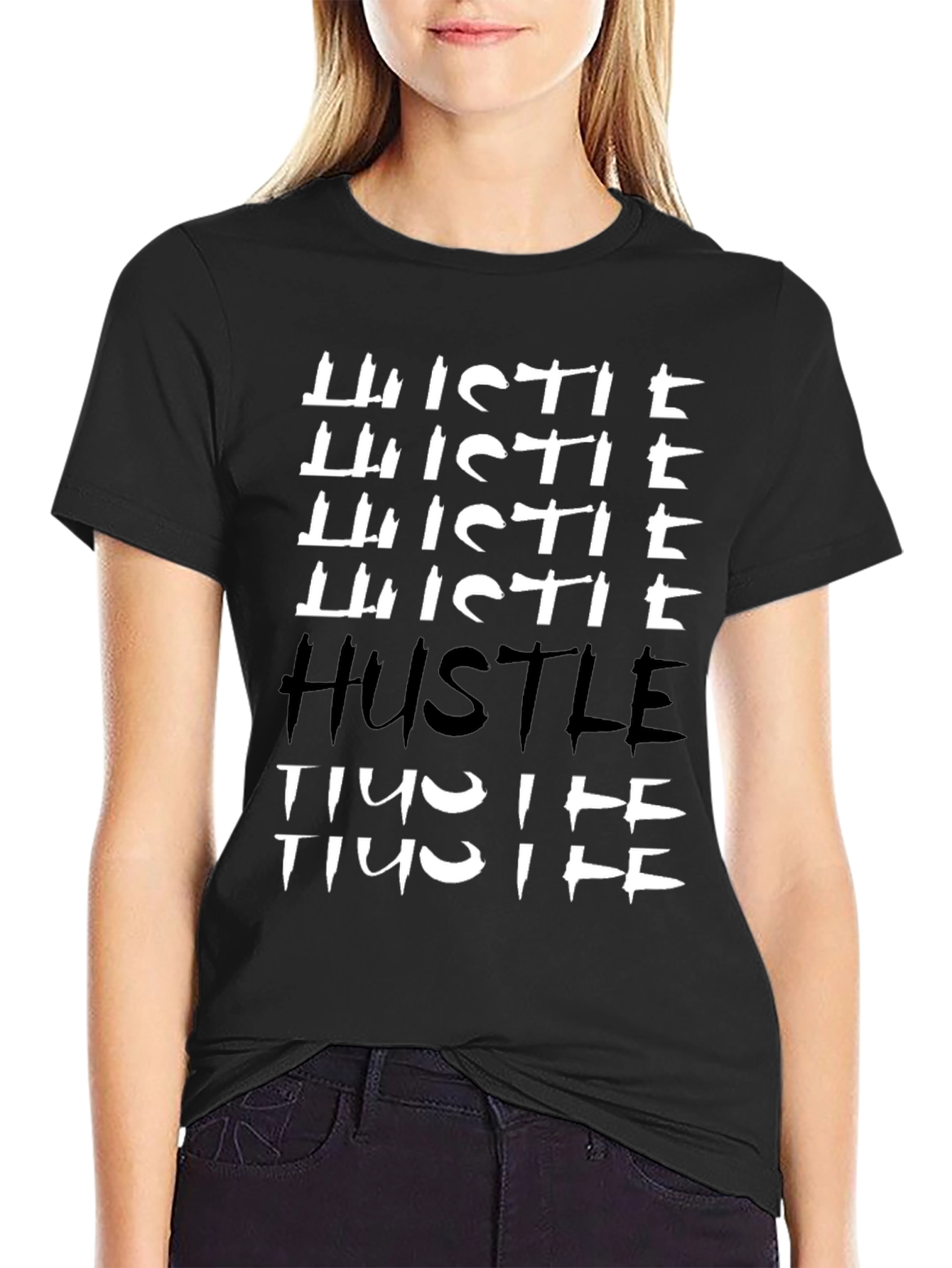 Hustle Graphic Tee - Black Cotton T-Shirt