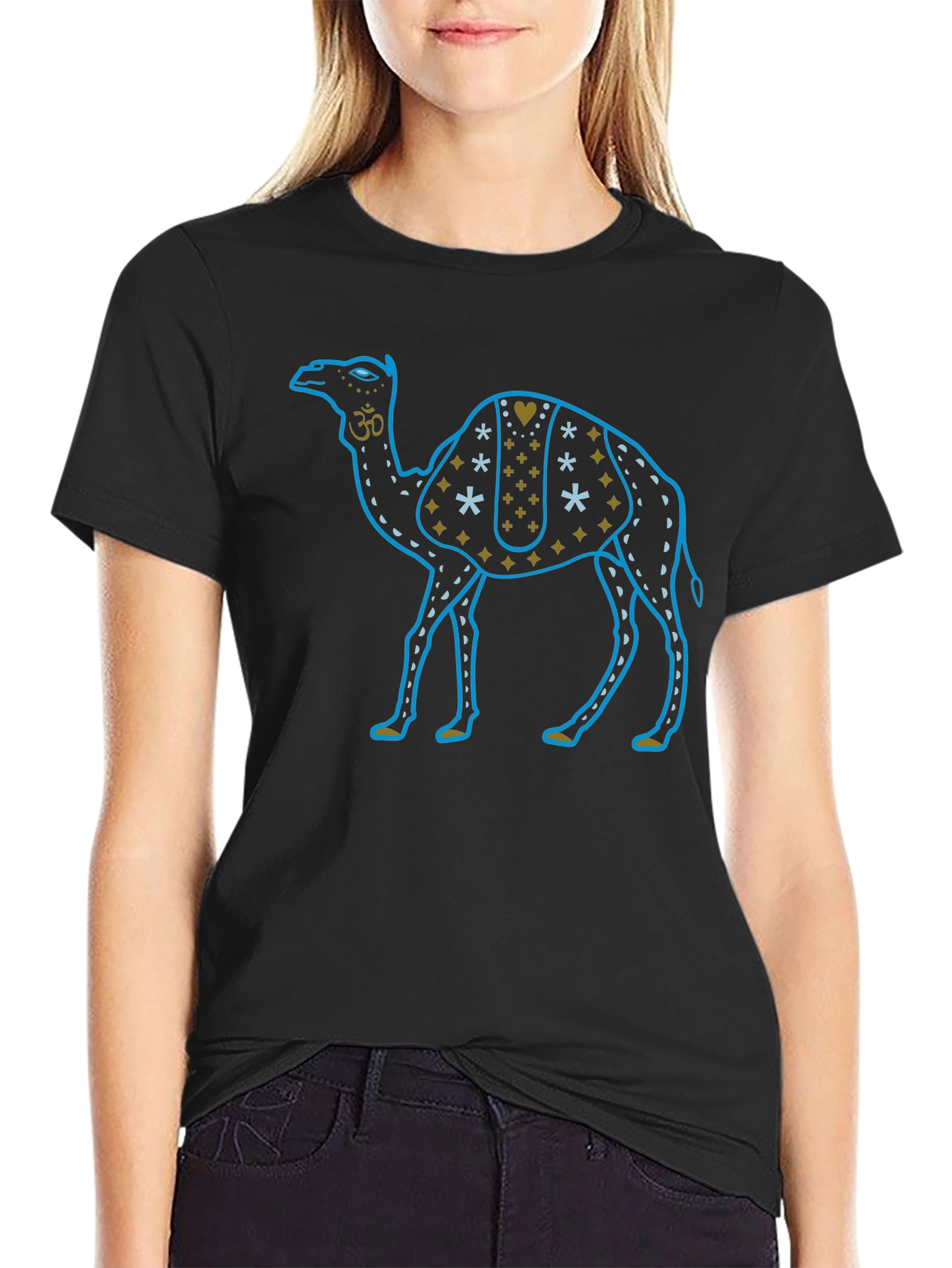 Camel Graphic Tee - Black Cotton T-Shirt