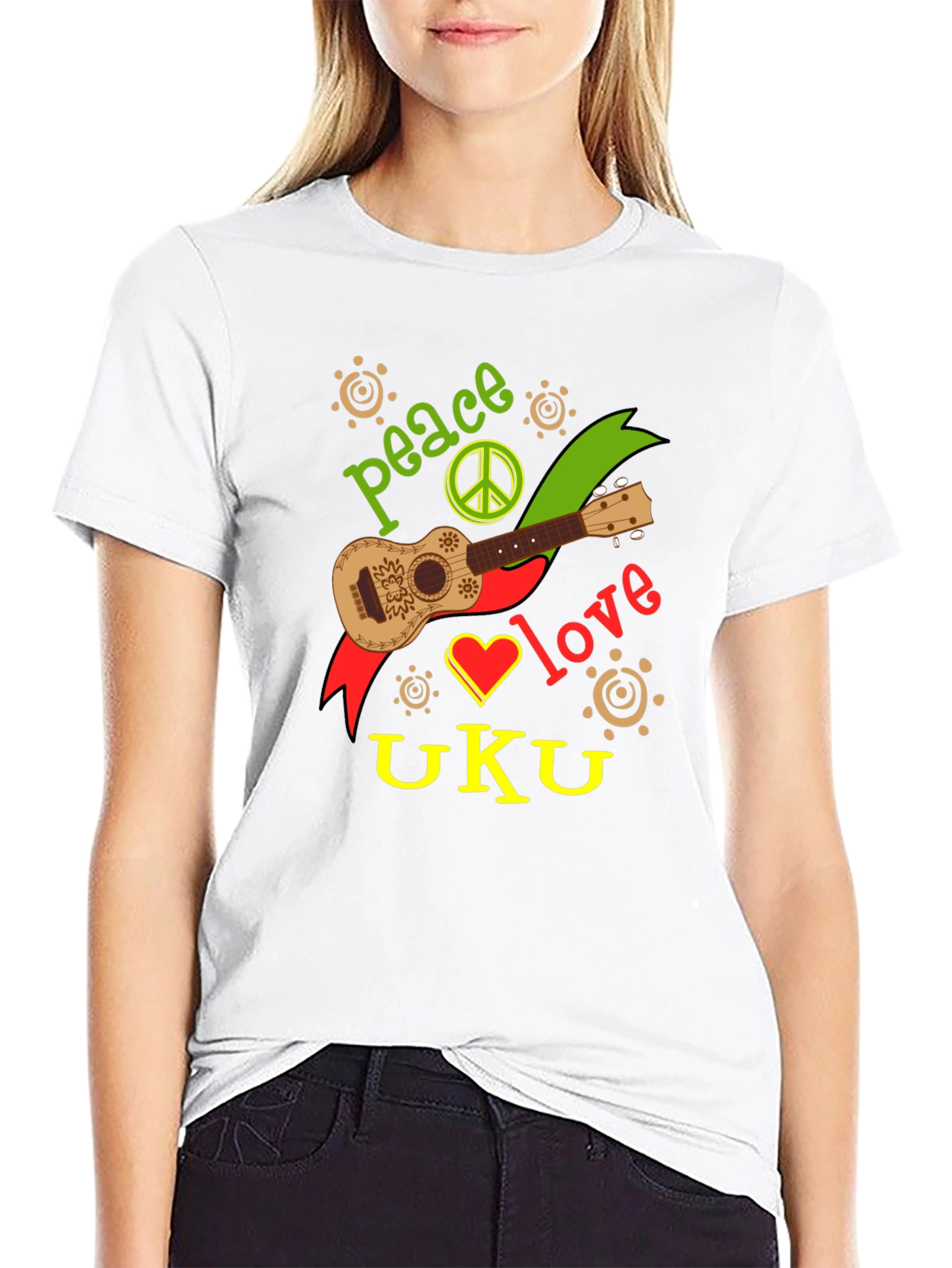 Peace Love Ukulele Graphic T-Shirt