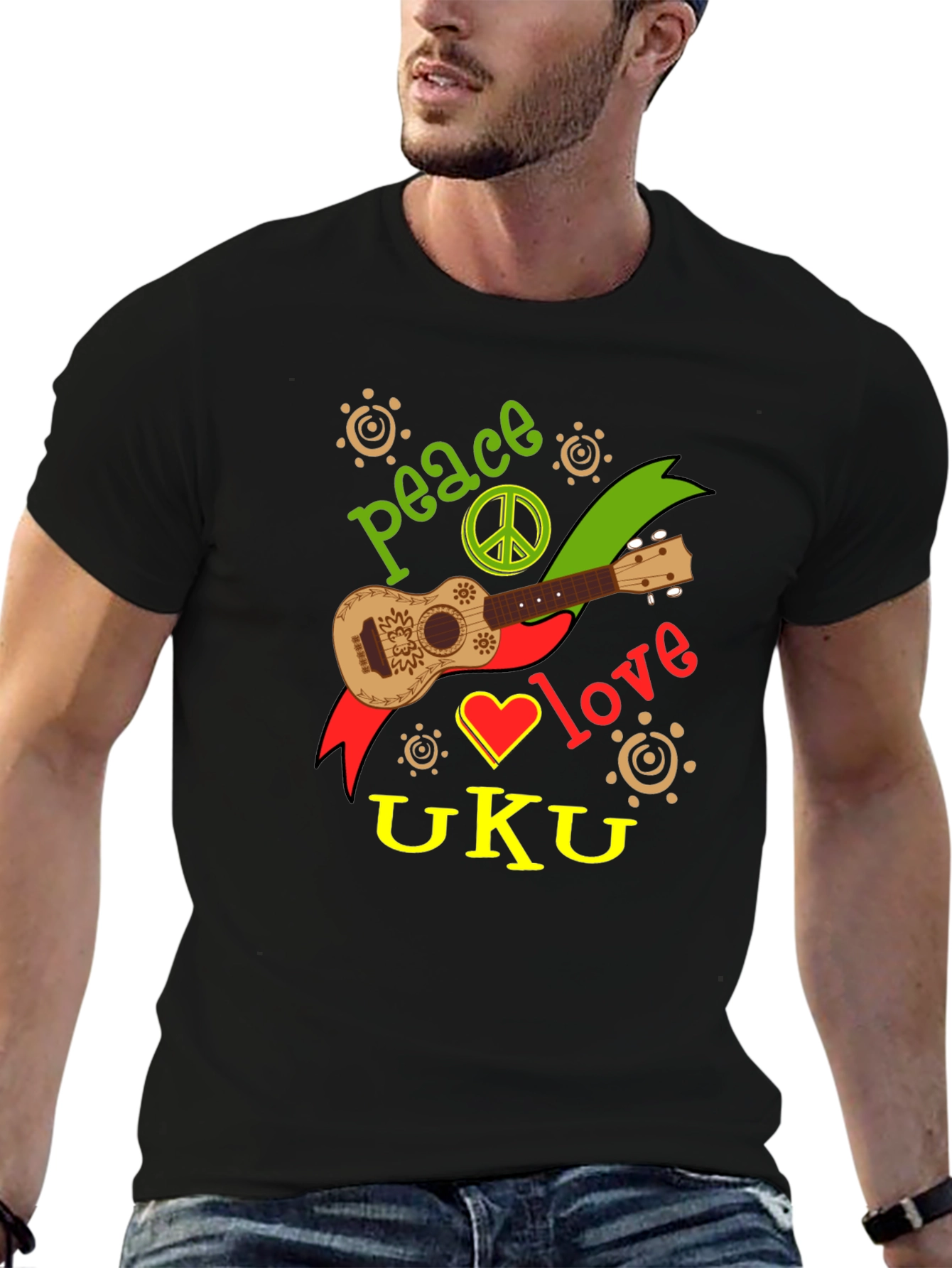 Peace Love Ukulele Graphic T-Shirt