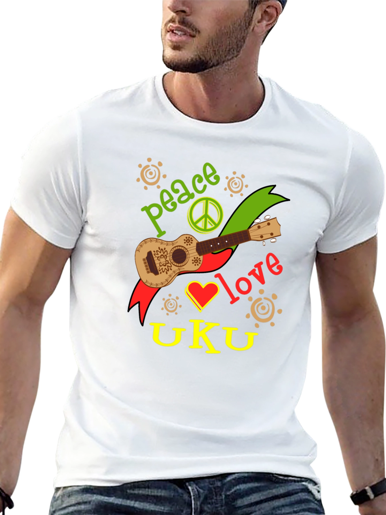 Peace Love Ukulele Graphic T-Shirt
