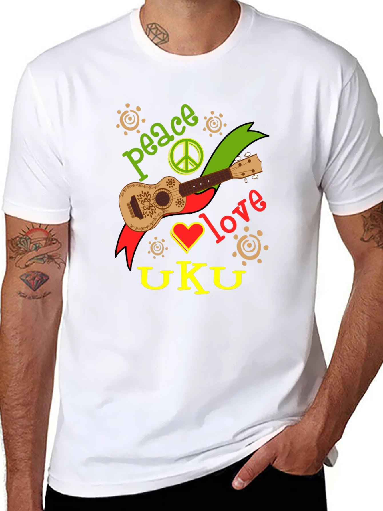 Peace Love Ukulele Graphic T-Shirt