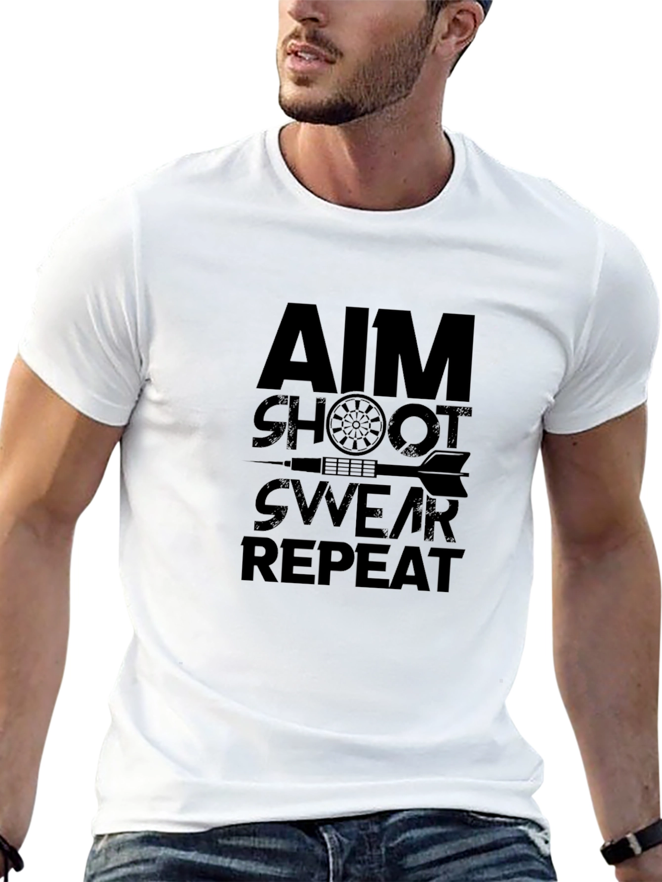 Aim Shoot Swear Repeat Black T-Shirt
