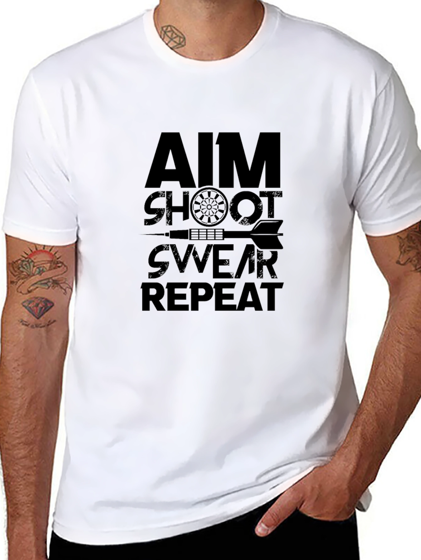 Aim Shoot Swear Repeat Black T-Shirt