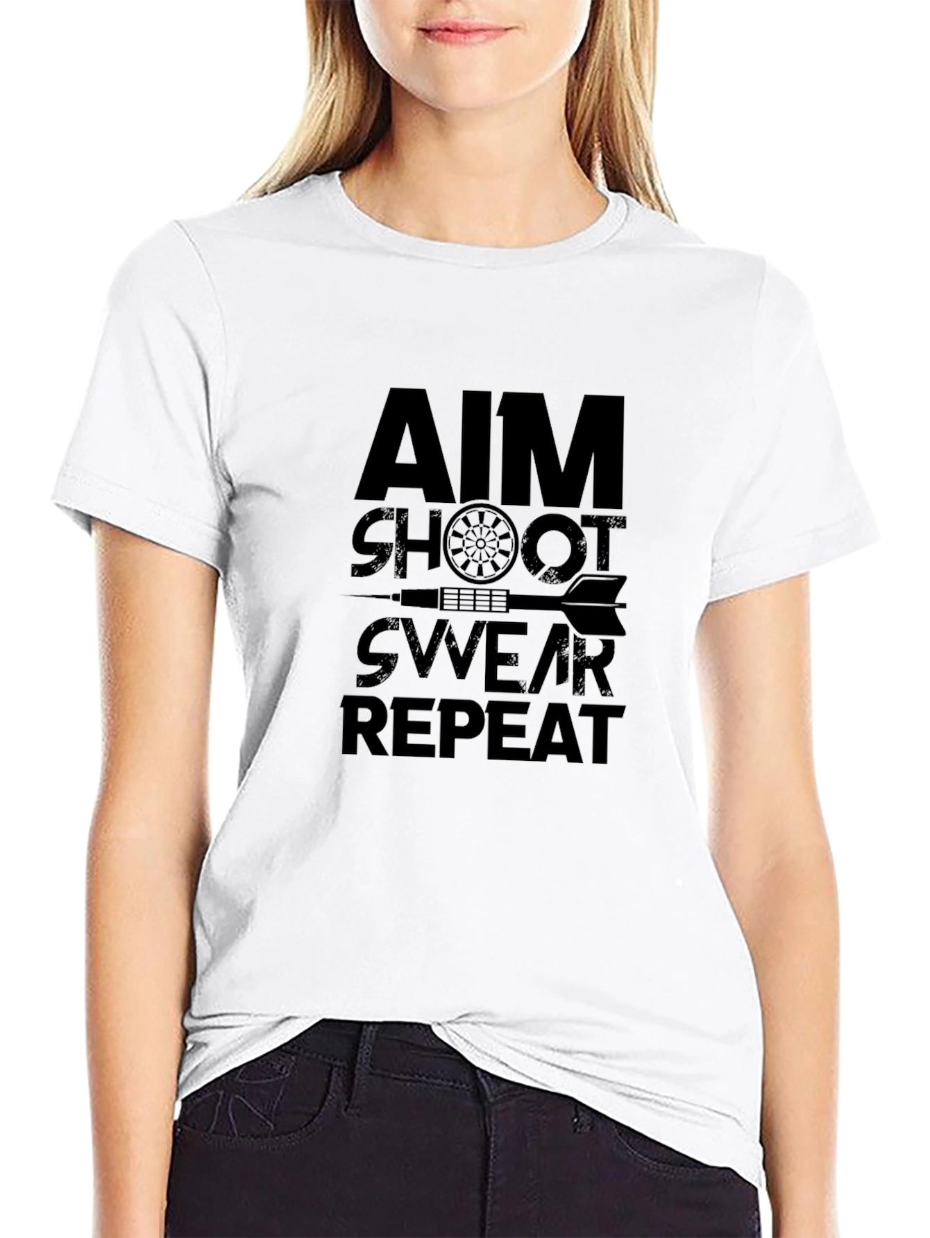 Aim Shoot Swear Repeat Black T-Shirt
