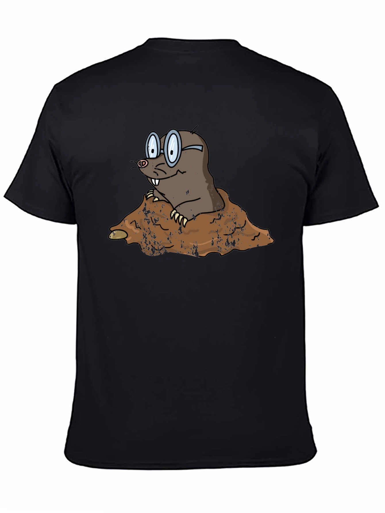 Mole Cartoon Graphic Black T-Shirt