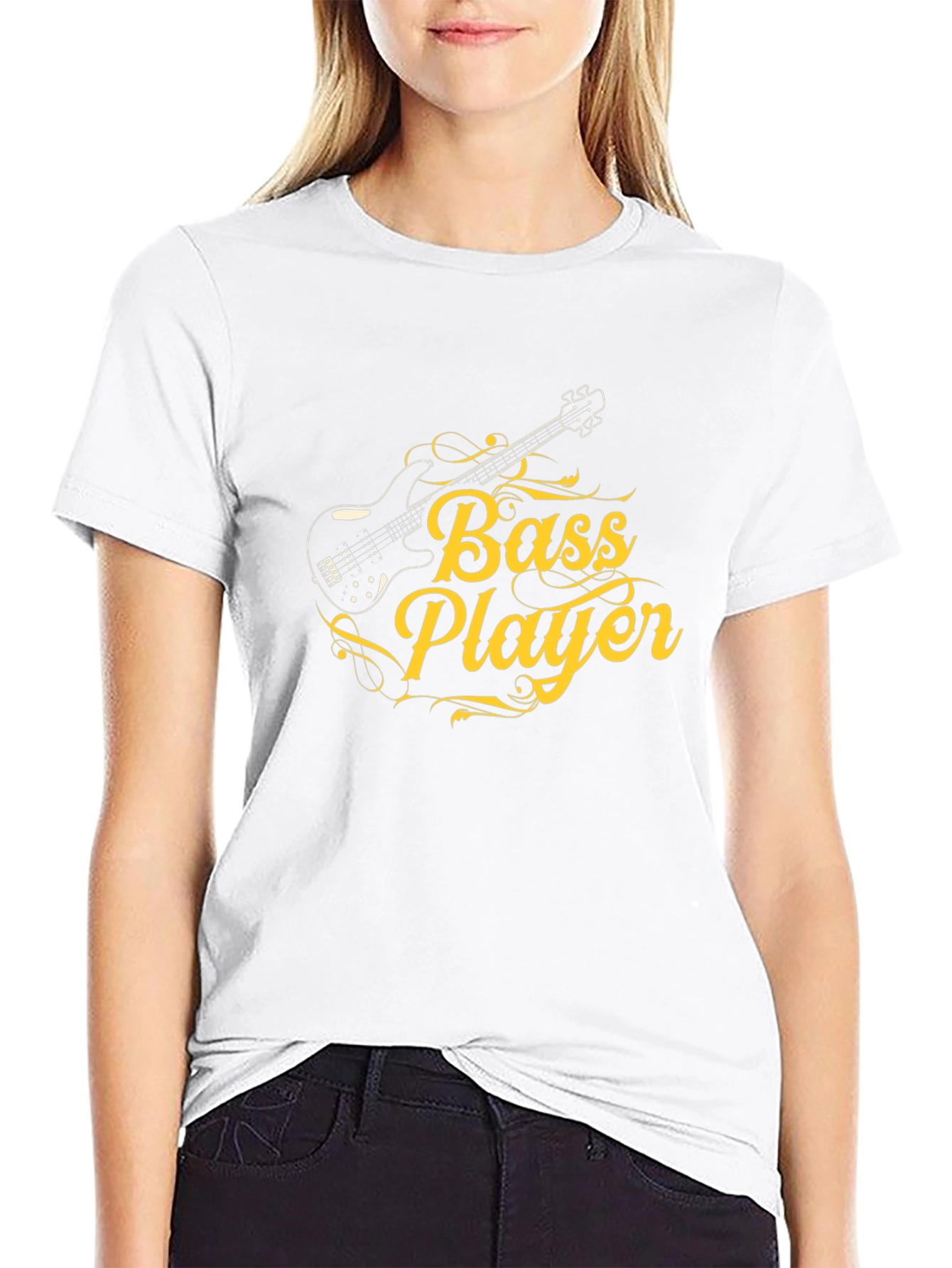 Bass Player Graphic Tee - Black Cotton T-Shirt