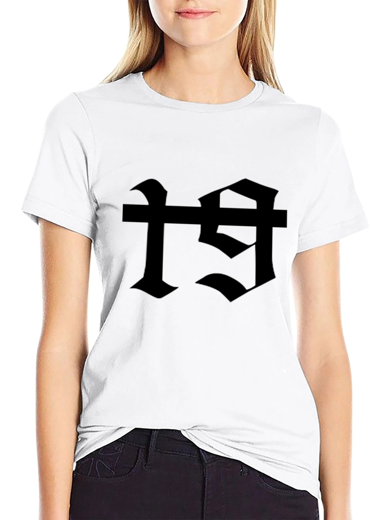 Gothic Number 19 Graphic Black T-Shirt