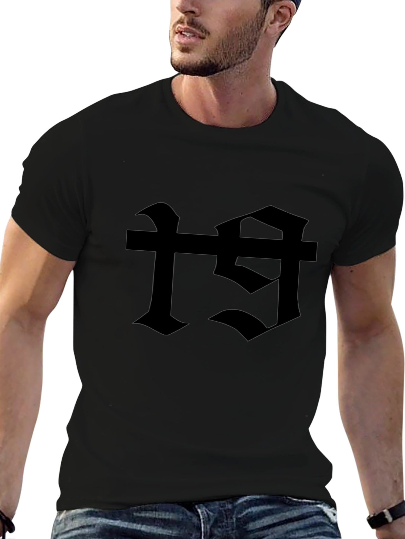 Gothic Number 19 Graphic Black T-Shirt