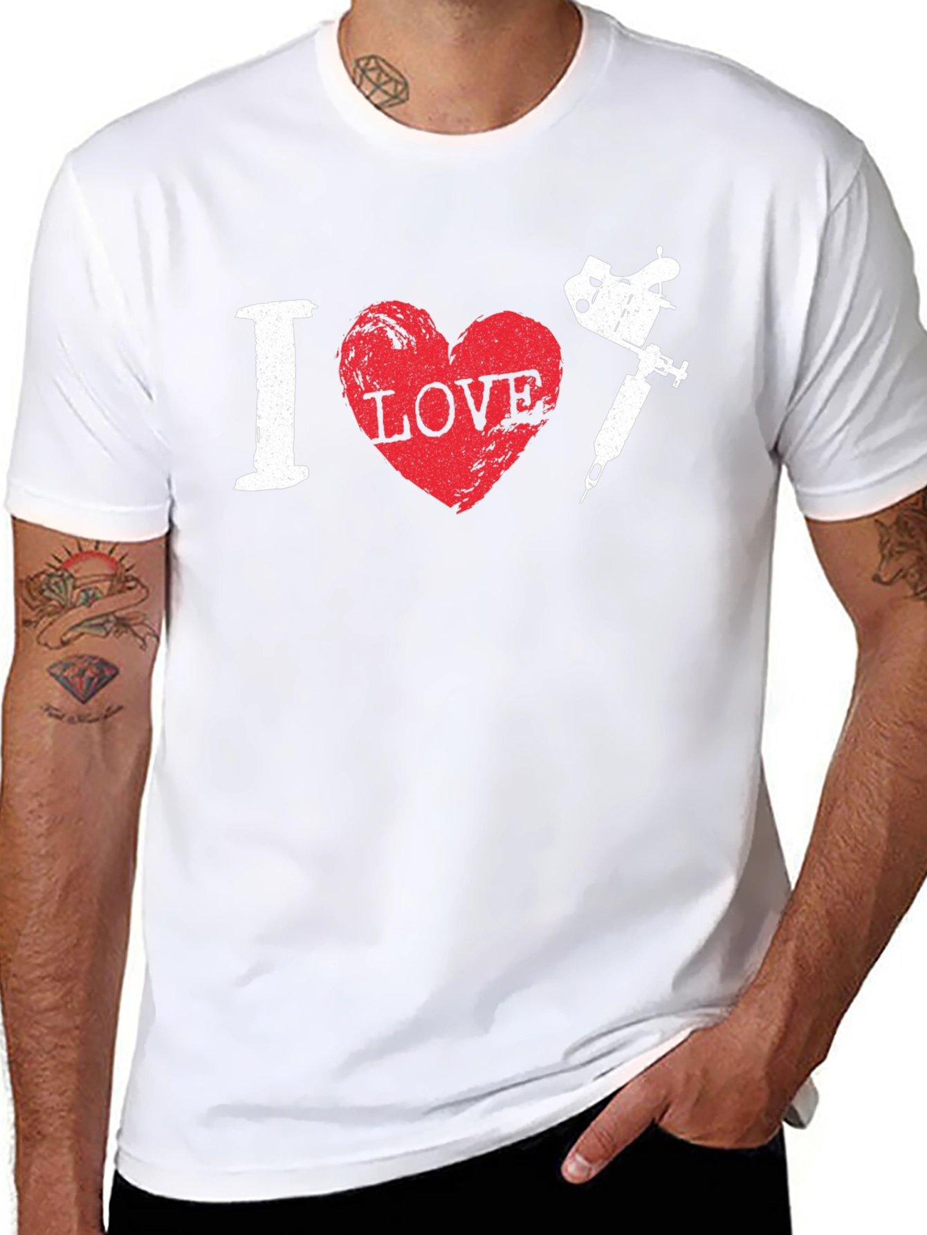 I Love Tattoo Machine Black T-Shirt