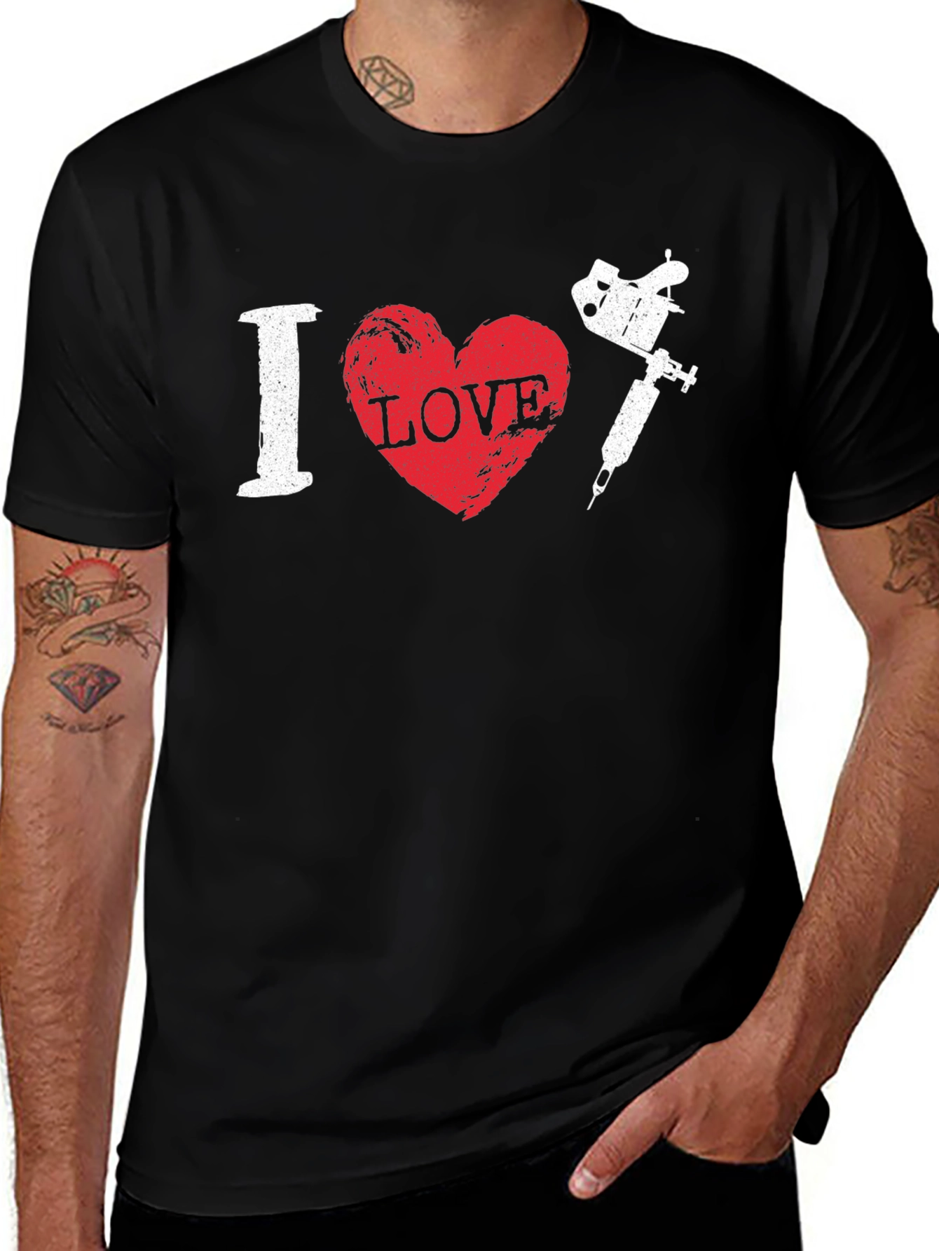 I Love Tattoo Machine Black T-Shirt