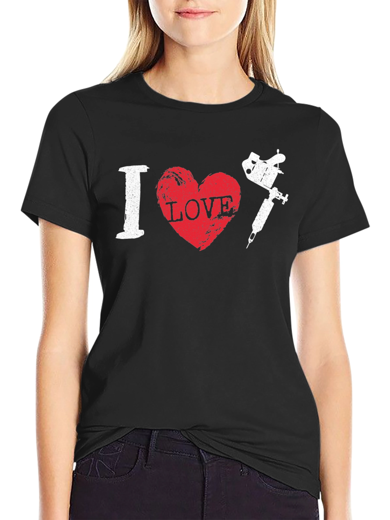I Love Tattoo Machine Black T-Shirt