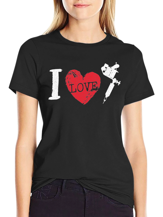 I Love Tattoo Machine Black T-Shirt