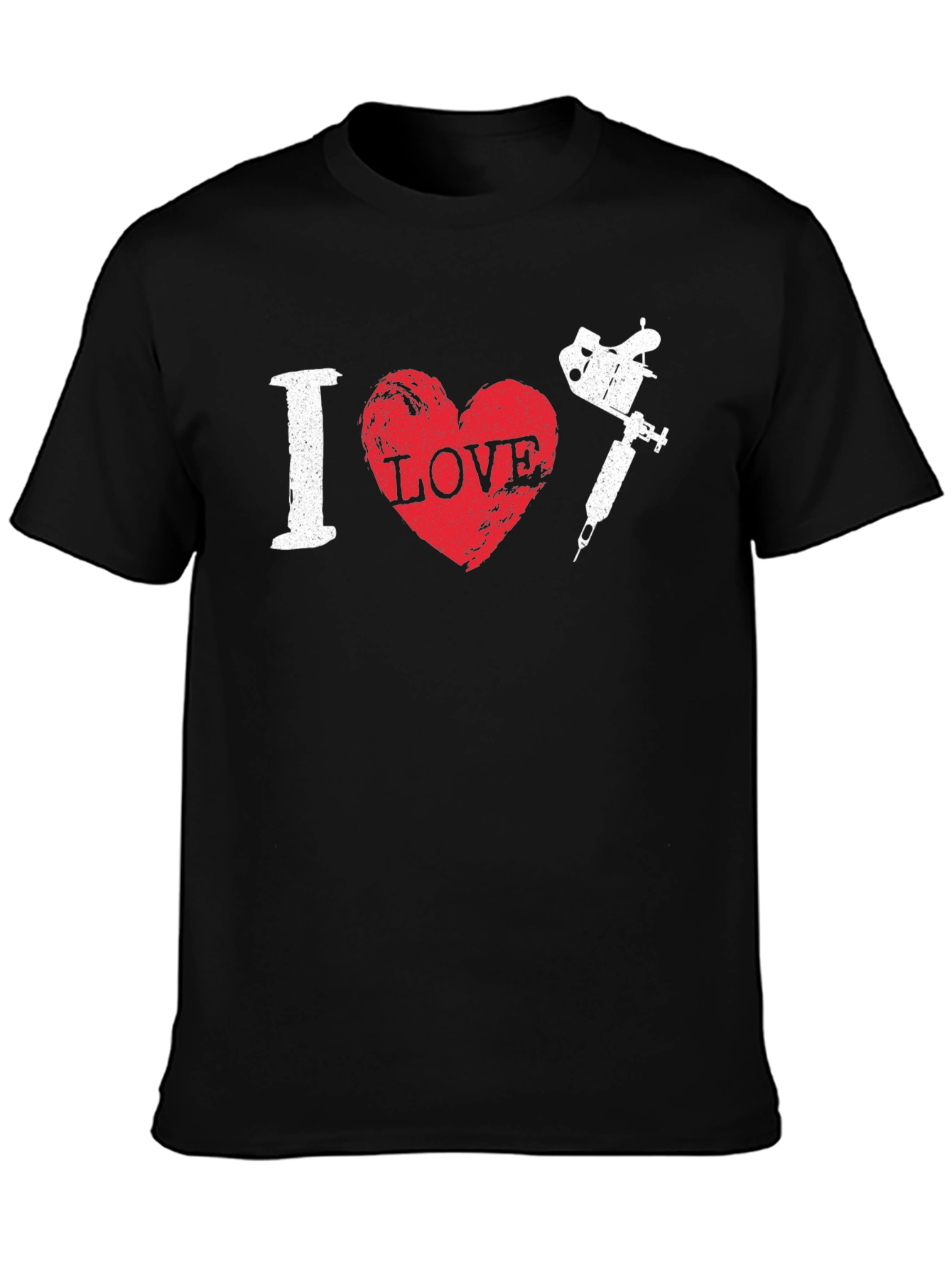 I Love Tattoo Machine Black T-Shirt