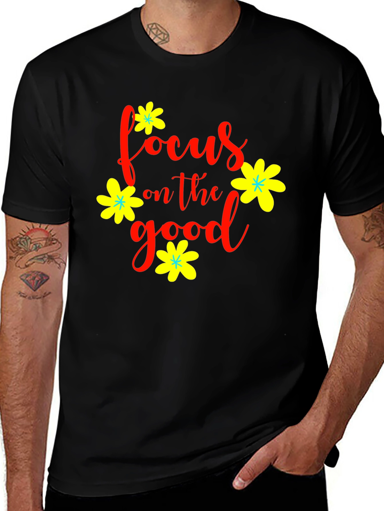 Focus on the Good Black Graphic Tee Shirt