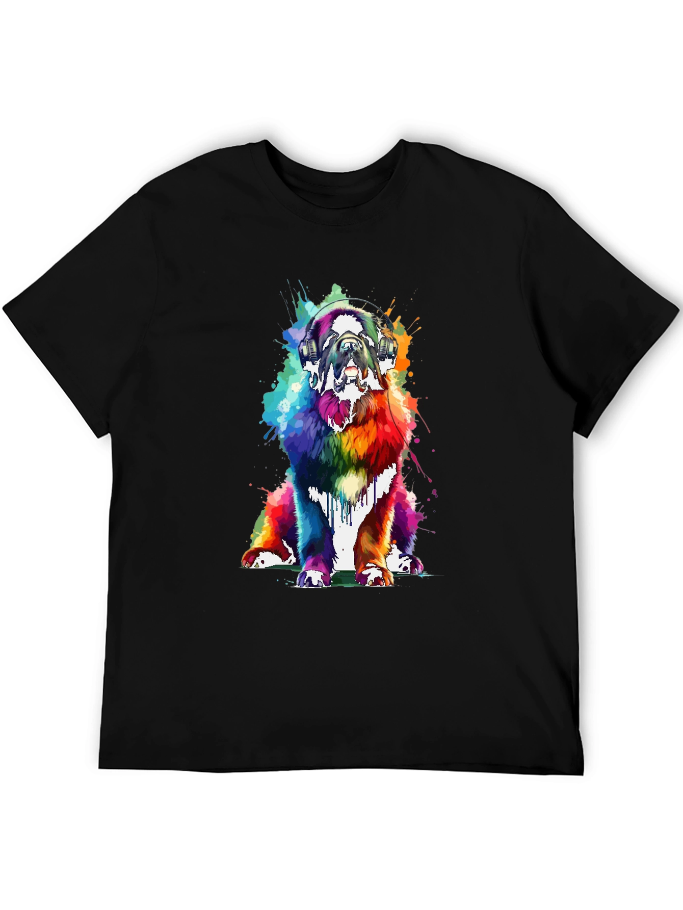 Rainbow Dog Headphones Graphic Tee