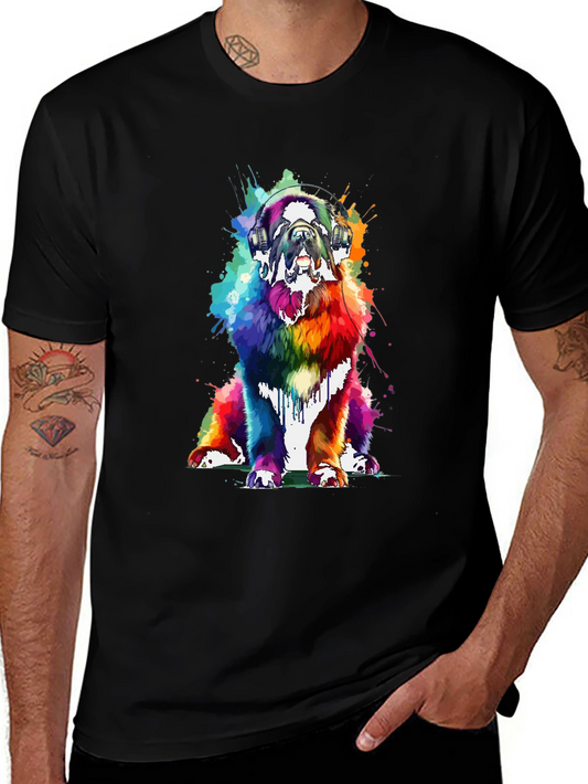 Rainbow Dog Headphones Graphic Tee