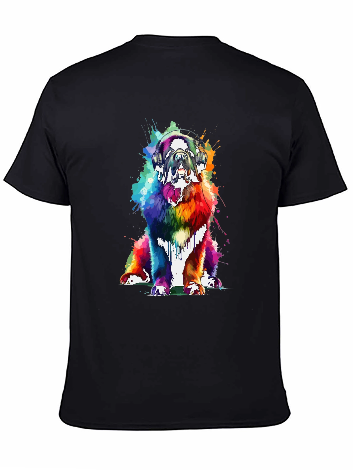 Rainbow Dog Headphones Graphic Tee