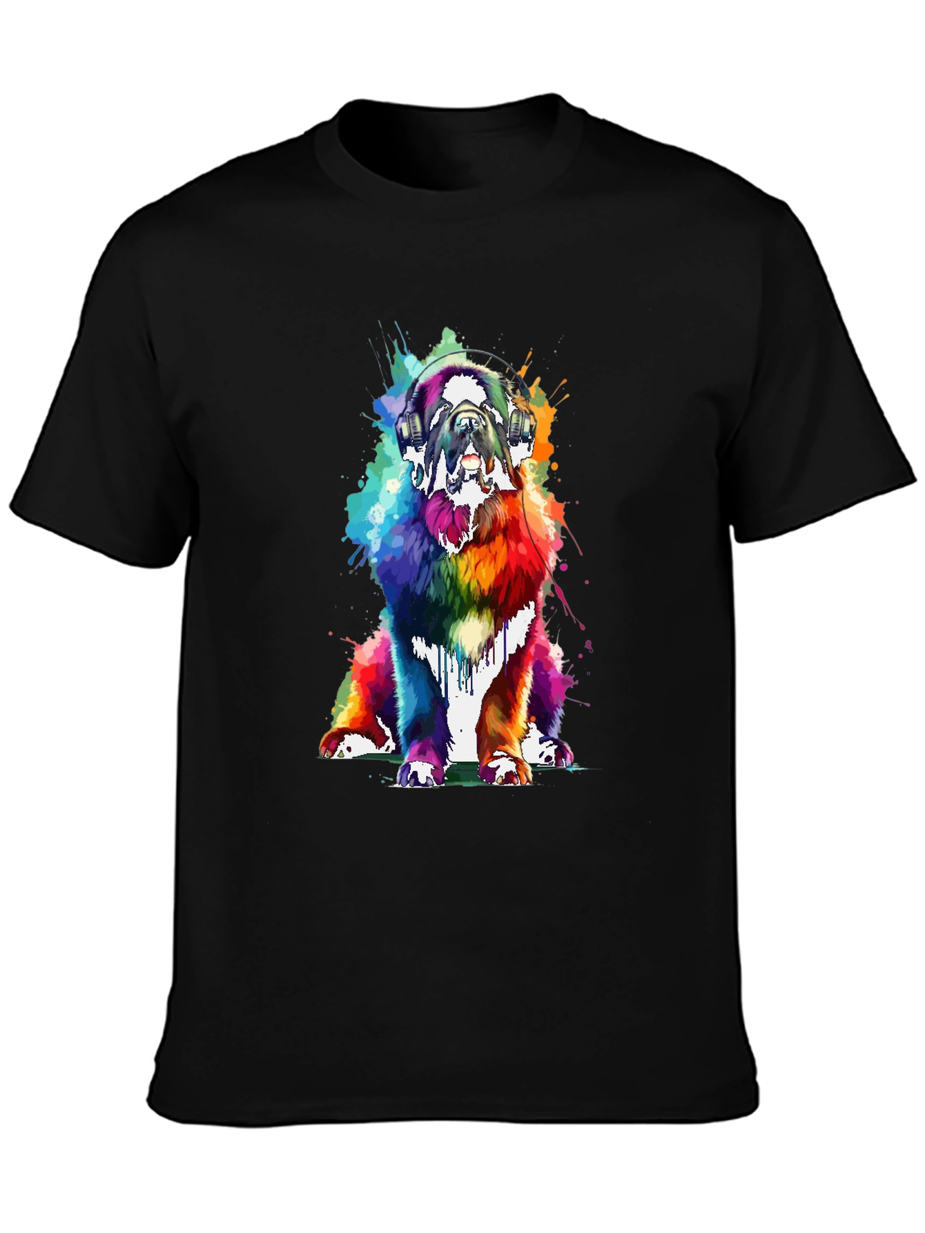 Rainbow Dog Headphones Graphic Tee