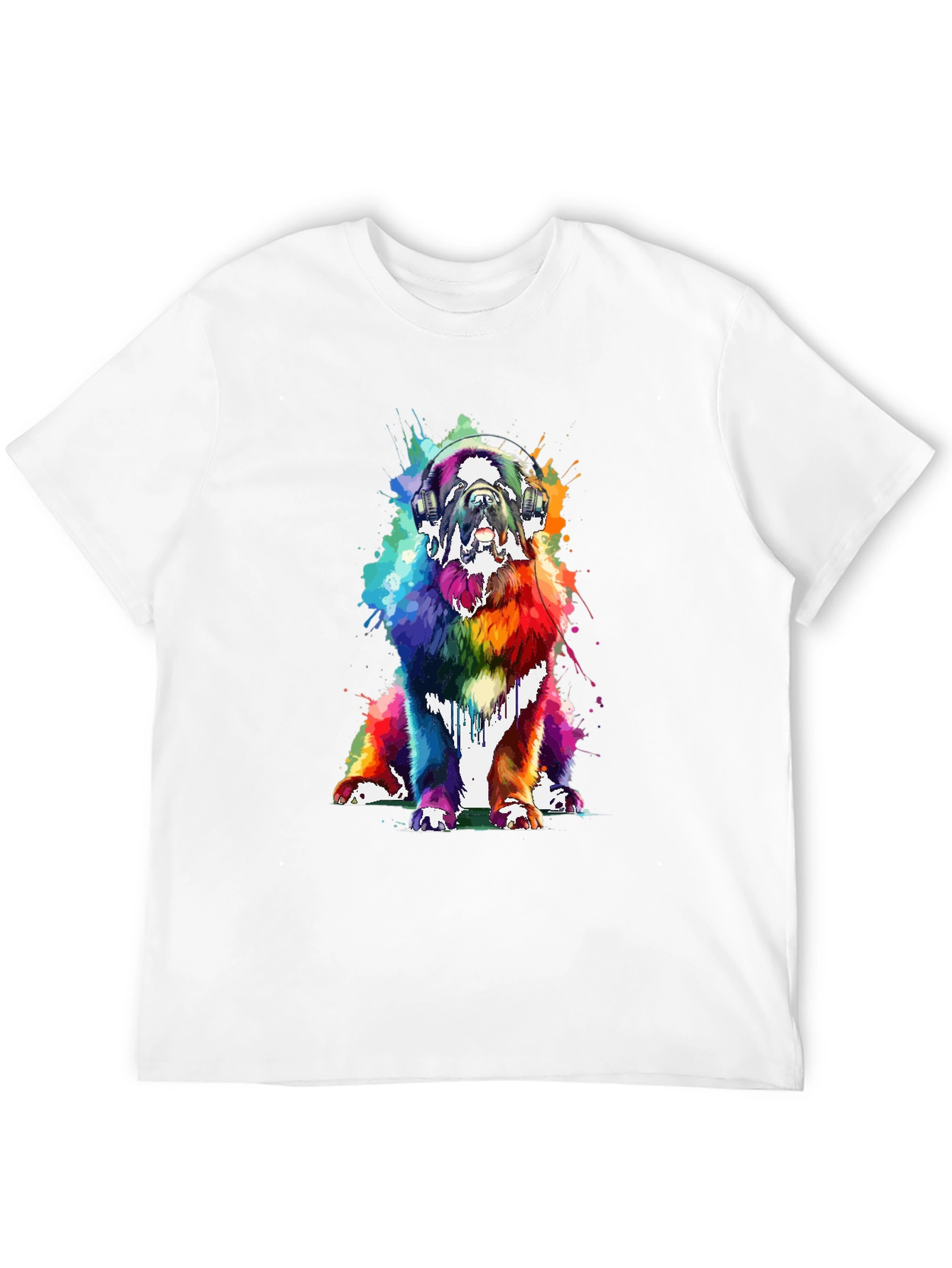 Rainbow Dog Headphones Graphic Tee