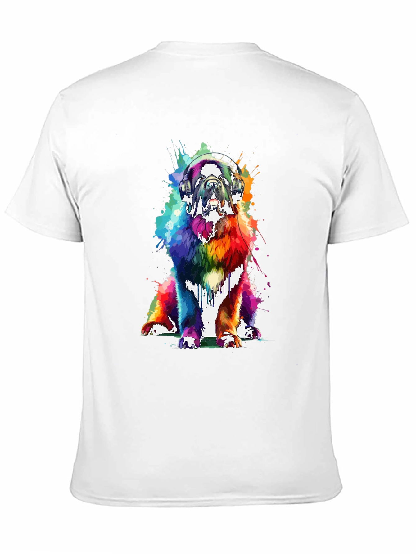 Rainbow Dog Headphones Graphic Tee
