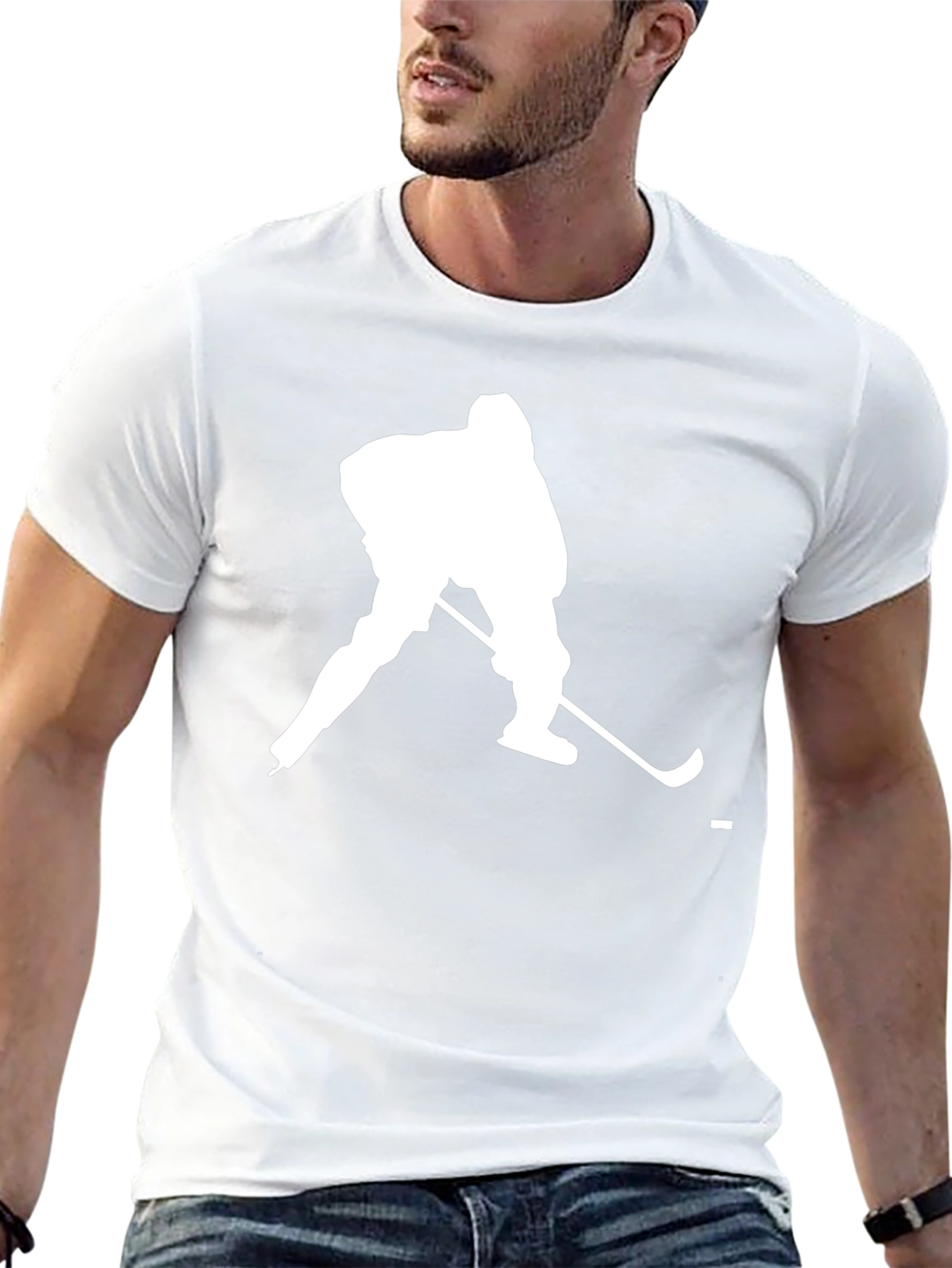 Hockey Player Graphic T-Shirt - Black