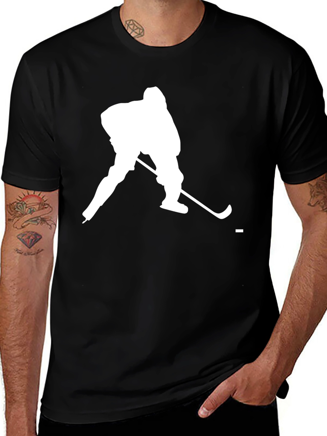 Hockey Player Graphic T-Shirt - Black