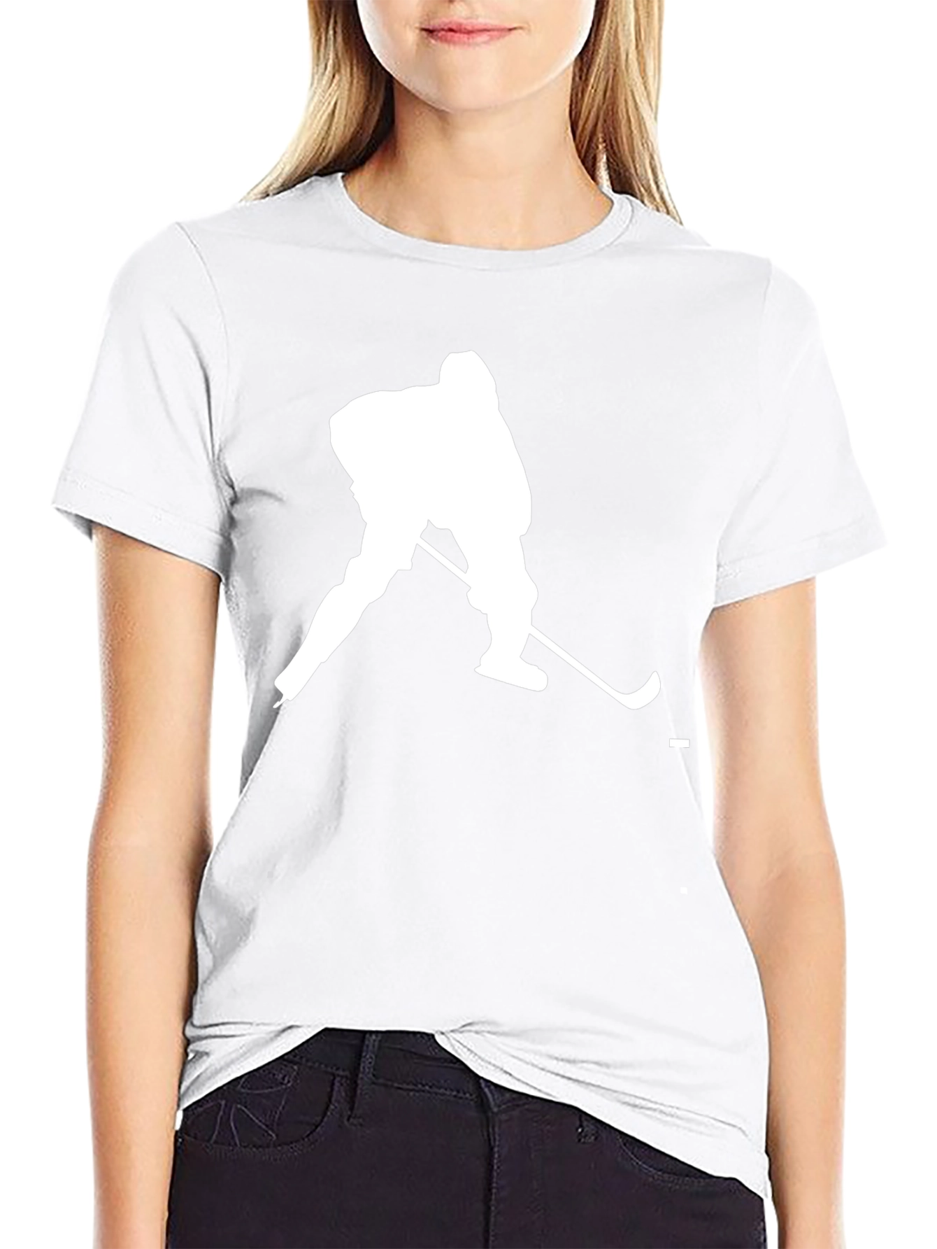 Hockey Player Graphic T-Shirt - Black