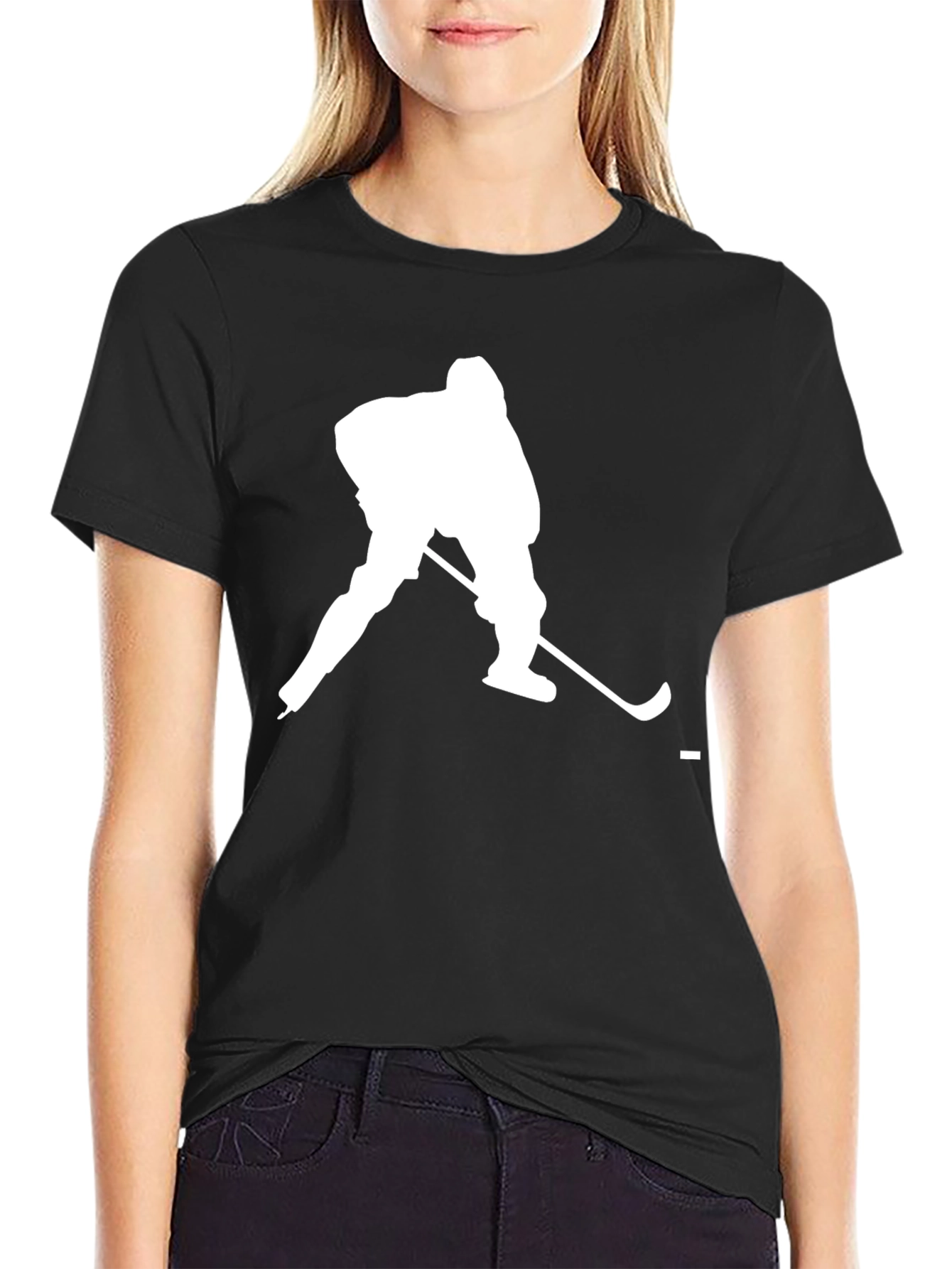 Hockey Player Graphic T-Shirt - Black