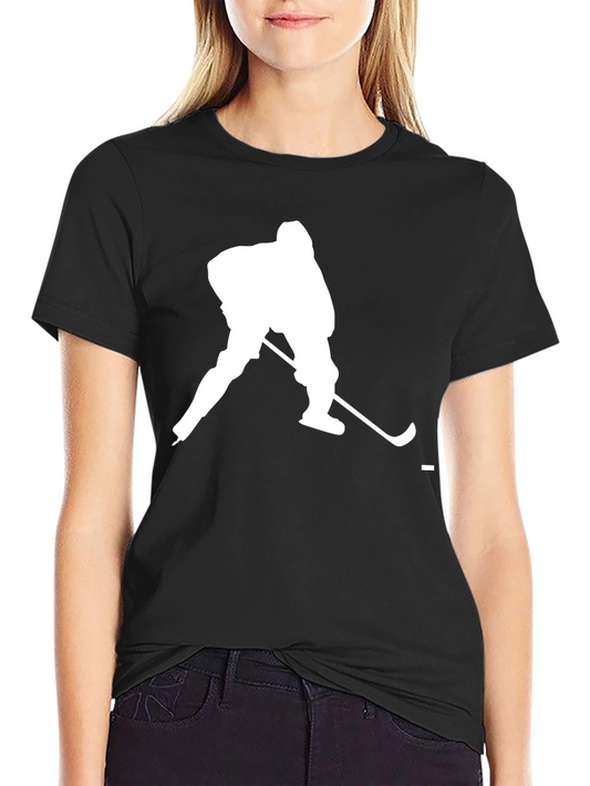 Hockey Player Graphic T-Shirt - Black