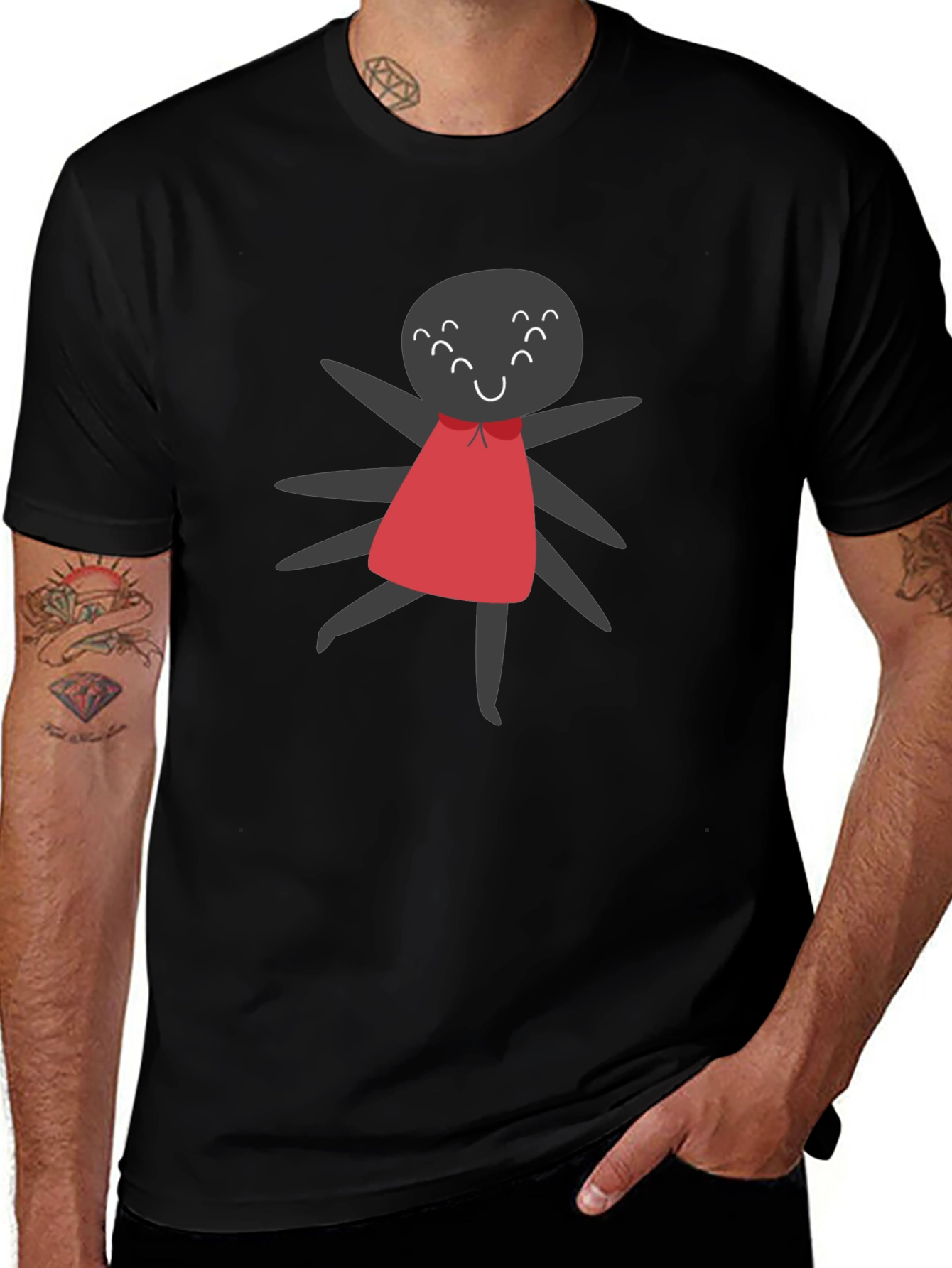 Cute Spider Graphic Tee - Unisex Black T-Shirt