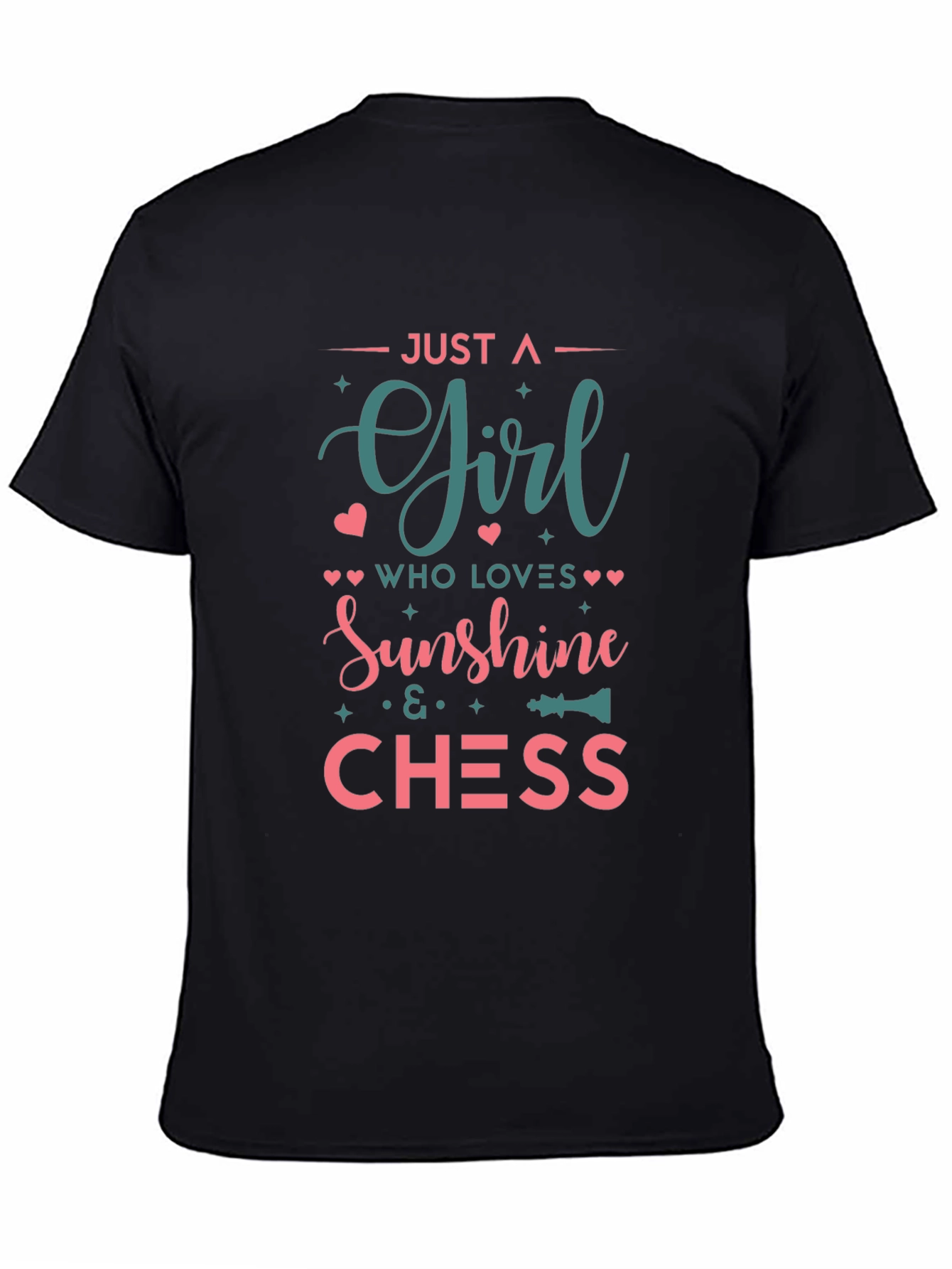 Girl Loves Sunshine & Chess Black T-Shirt