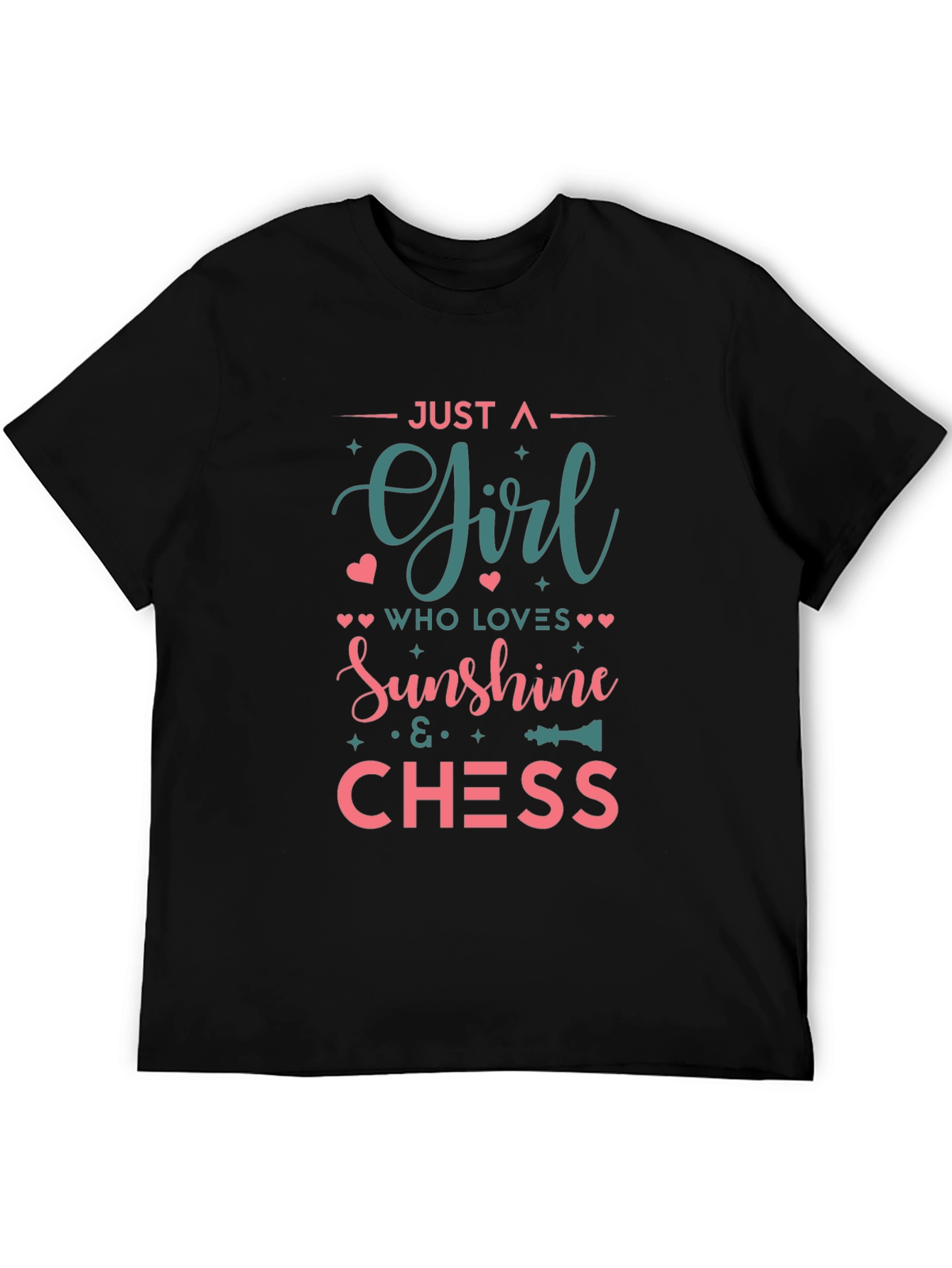 Girl Loves Sunshine & Chess Black T-Shirt