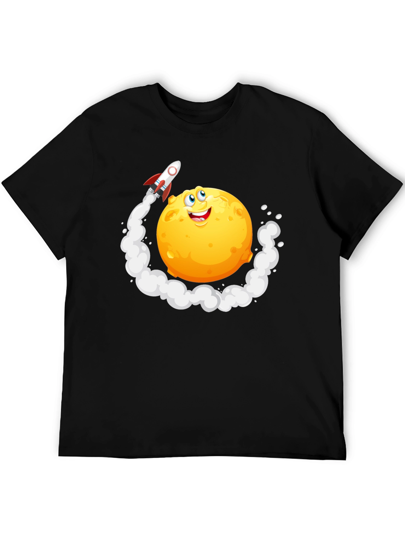 Cartoon Moon Rocket T-Shirt