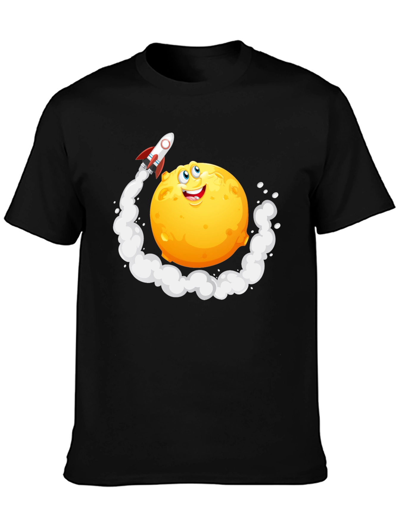 Cartoon Moon Rocket T-Shirt