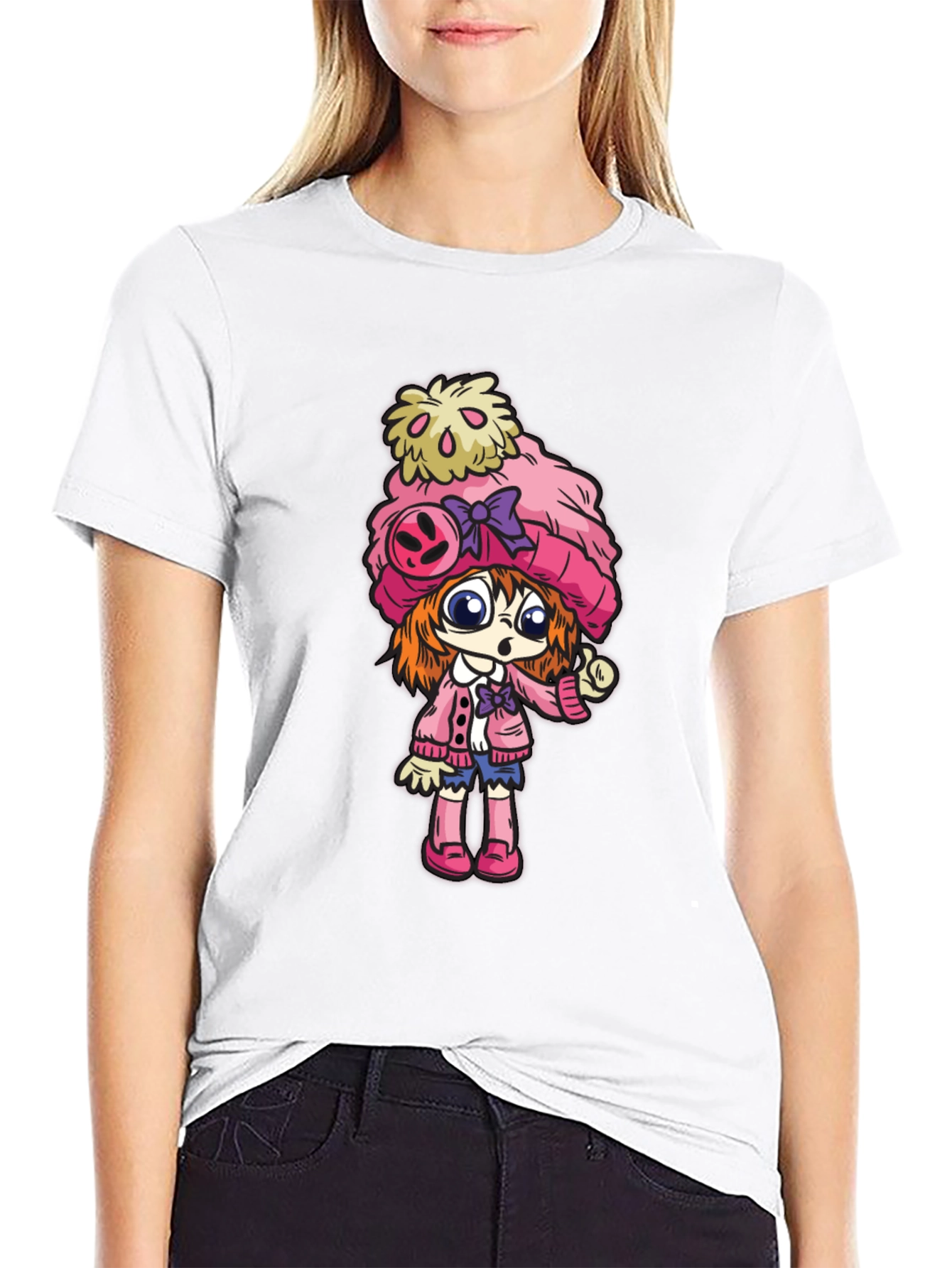Anime Girl Graphic Black Tee