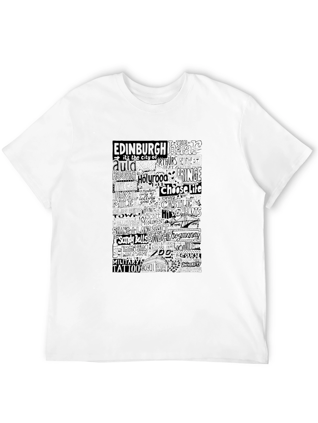 Edinburgh Typography Print Black T-Shirt