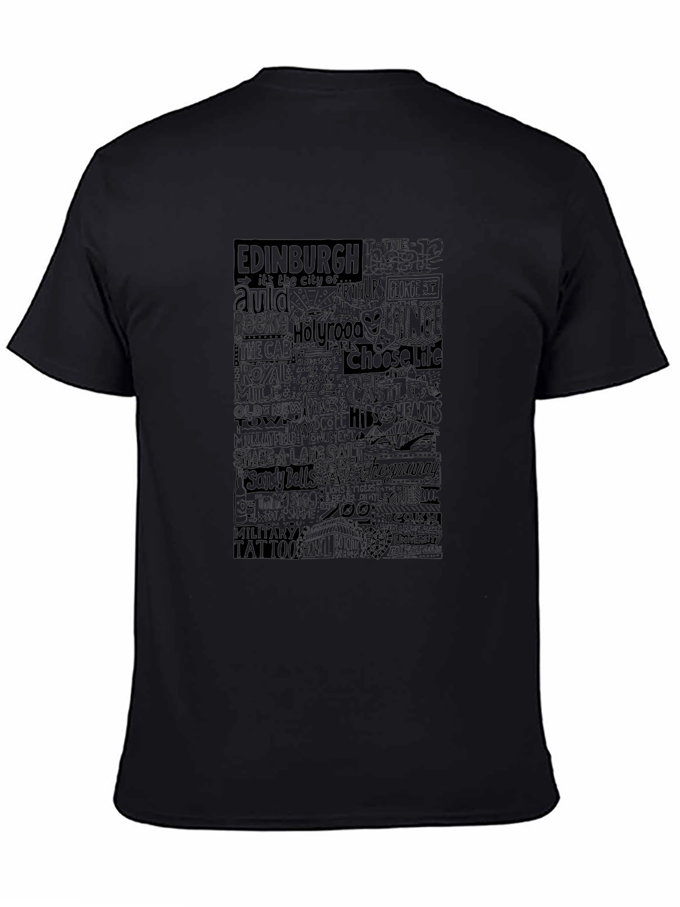 Edinburgh Typography Print Black T-Shirt