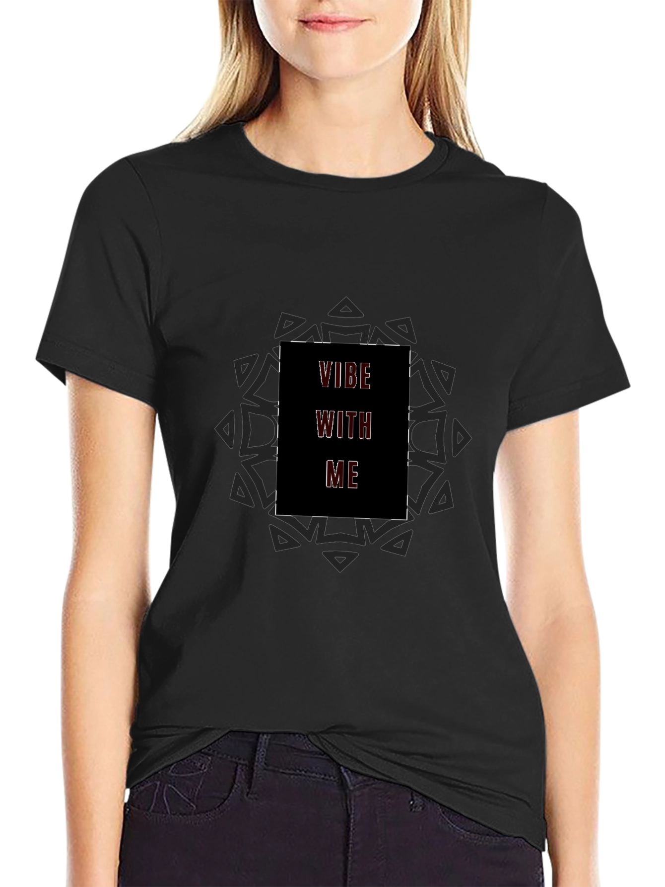 Vibe With Me Graphic Tee - Black Cotton Blend