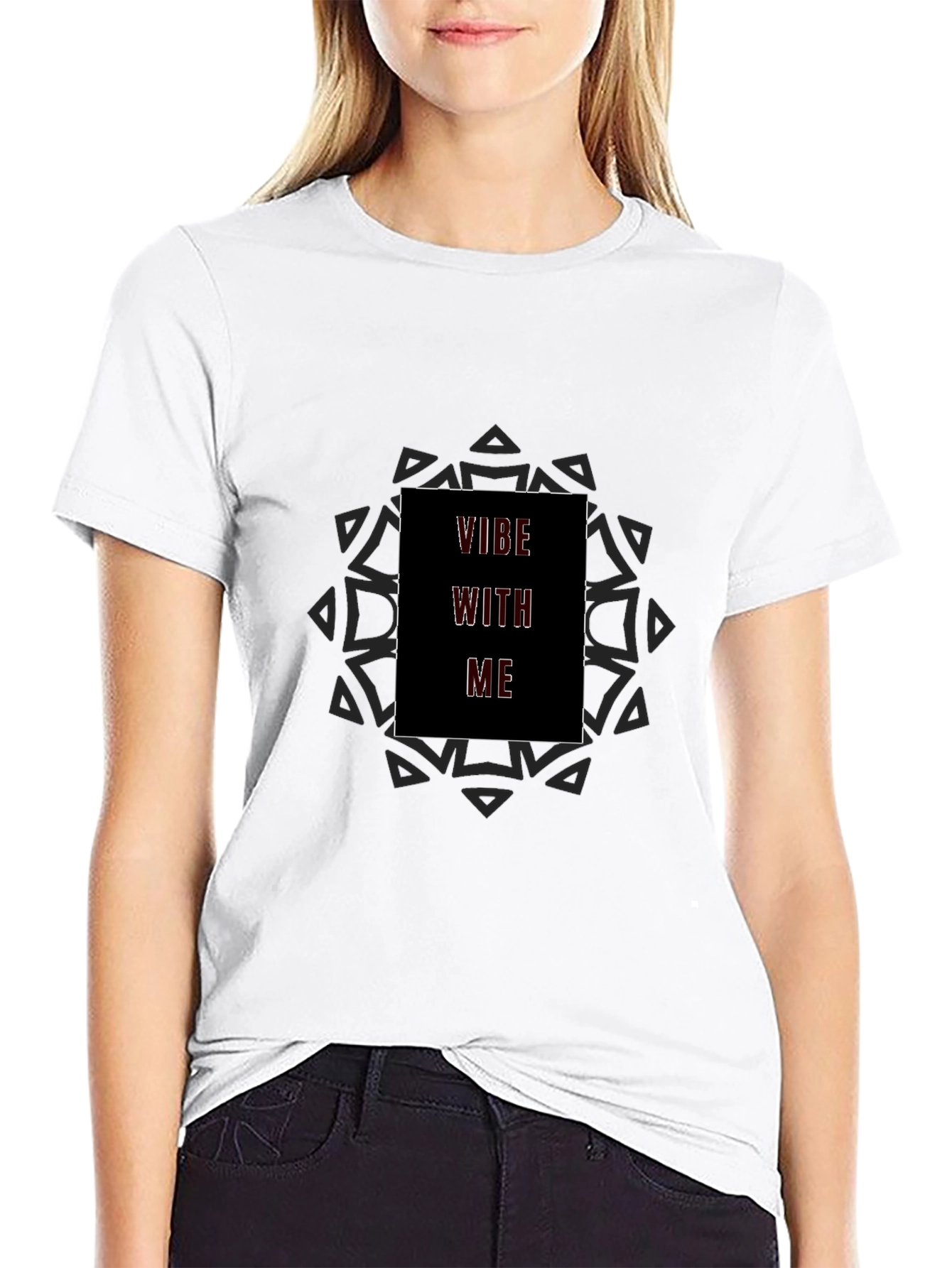 Vibe With Me Graphic Tee - Black Cotton Blend