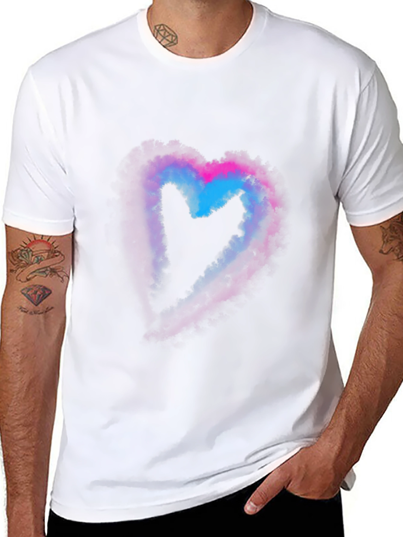 Heart Nebula Graphic Print Black T-Shirt