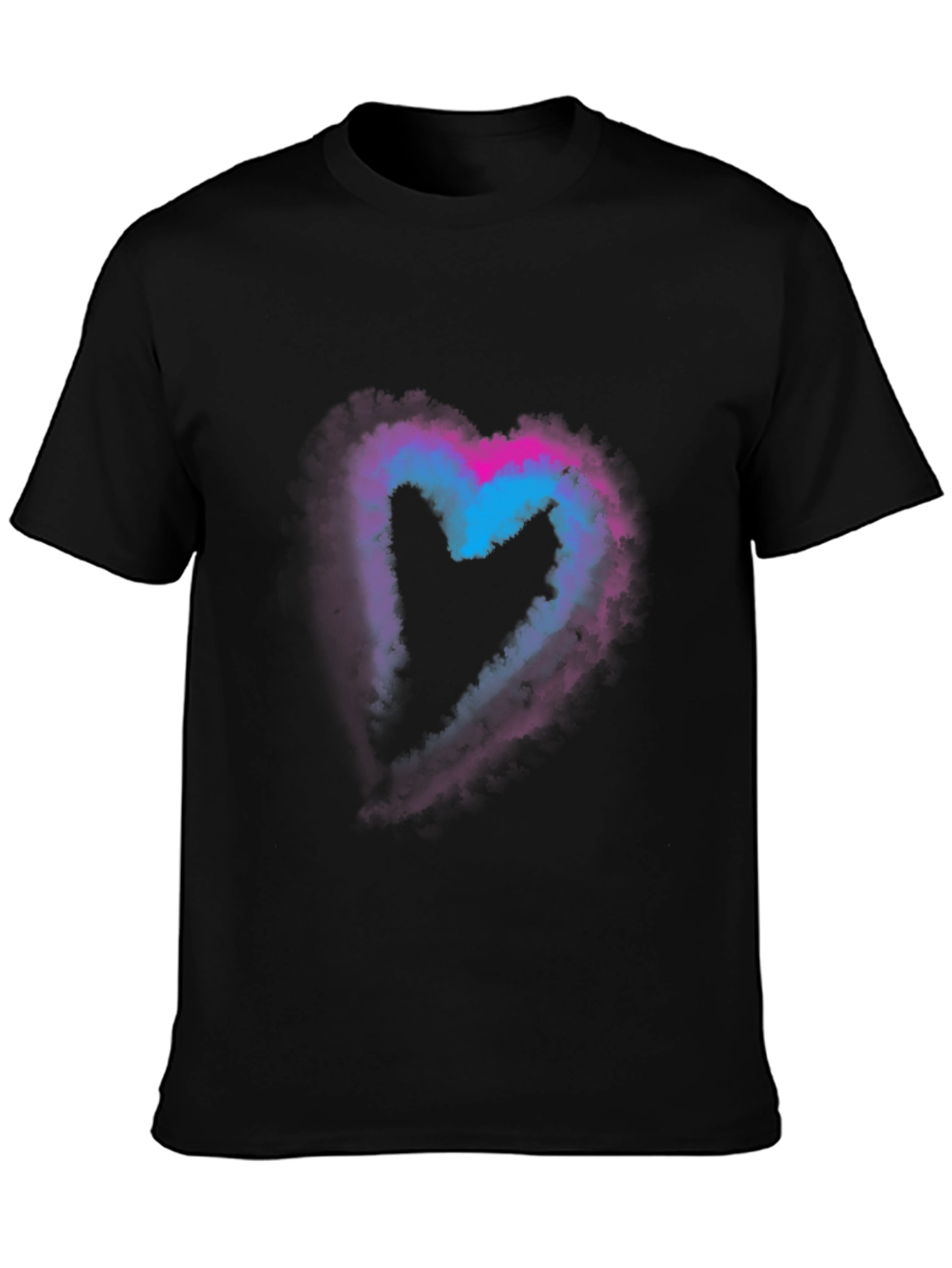 Heart Nebula Graphic Print Black T-Shirt